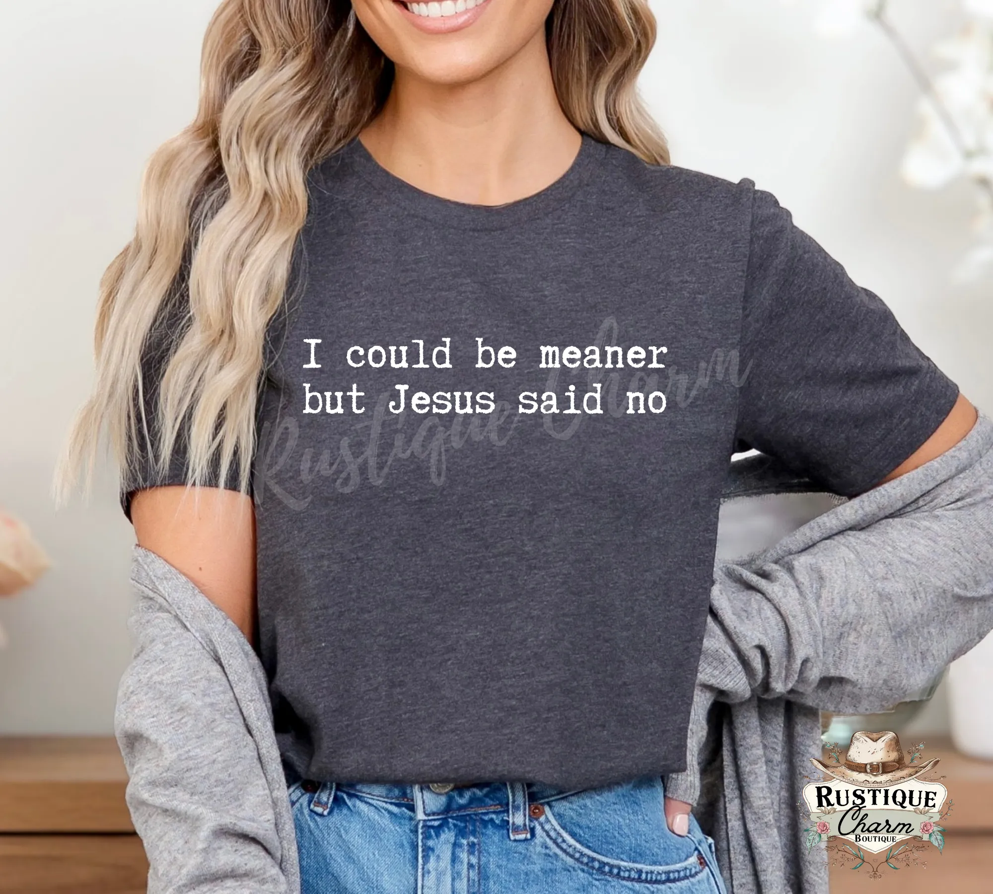 Jesus Said No Graphic Tee – Heather Charcoal