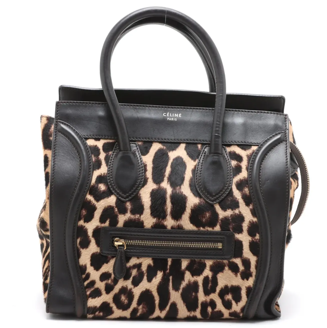 Celine Leopard Hair on Hide Mini Luggage Tote Bag