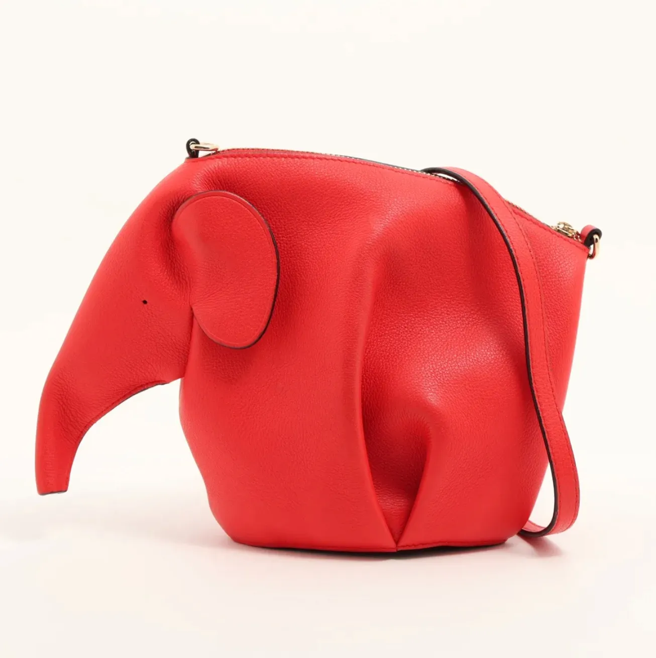 Loewe Elephant Crossbody Bag Red Leather