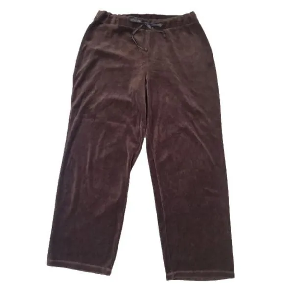 Product image for WHITE Stag Women's Chocolate Brown Velour Drawstring Elastic Waist Sweatpants