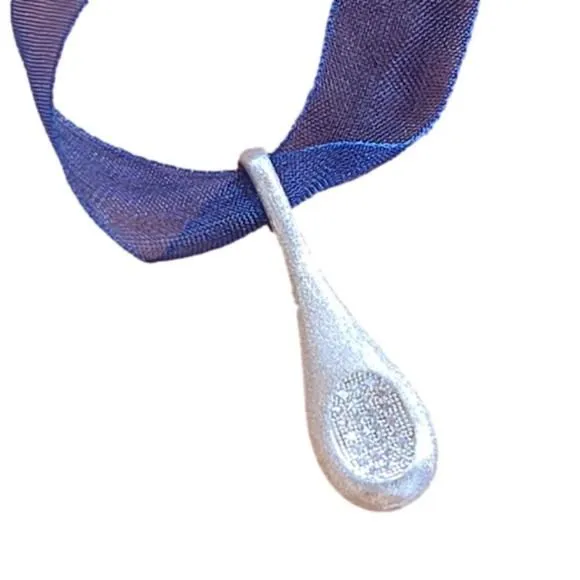 Product image for SILVERTONE Tennis Racket Mini Rhinestones Blue Ribbon Pendant Necklace