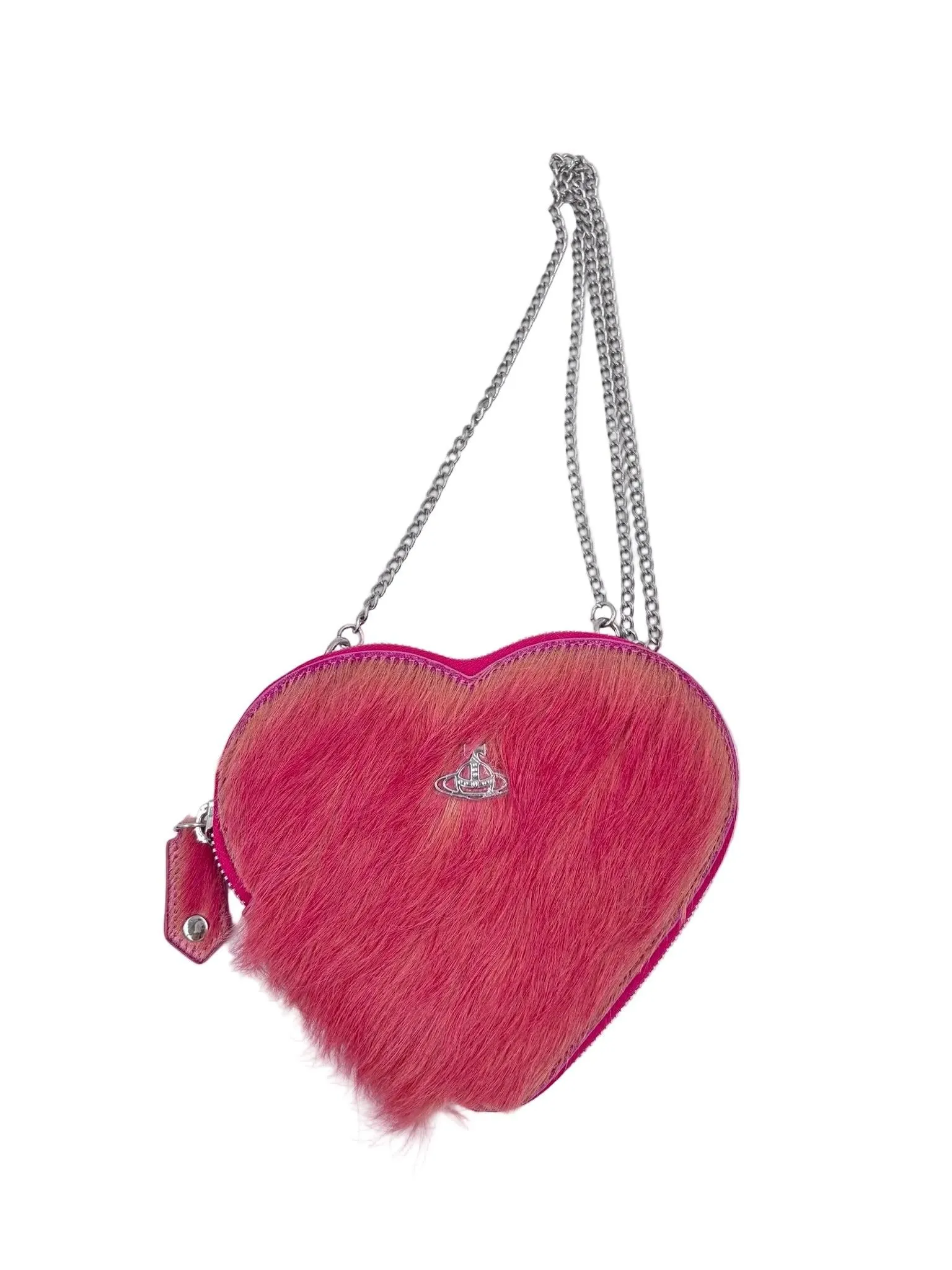 Pre-owned Vivienne Westwood Pink Pony Hair Heart Crossbody