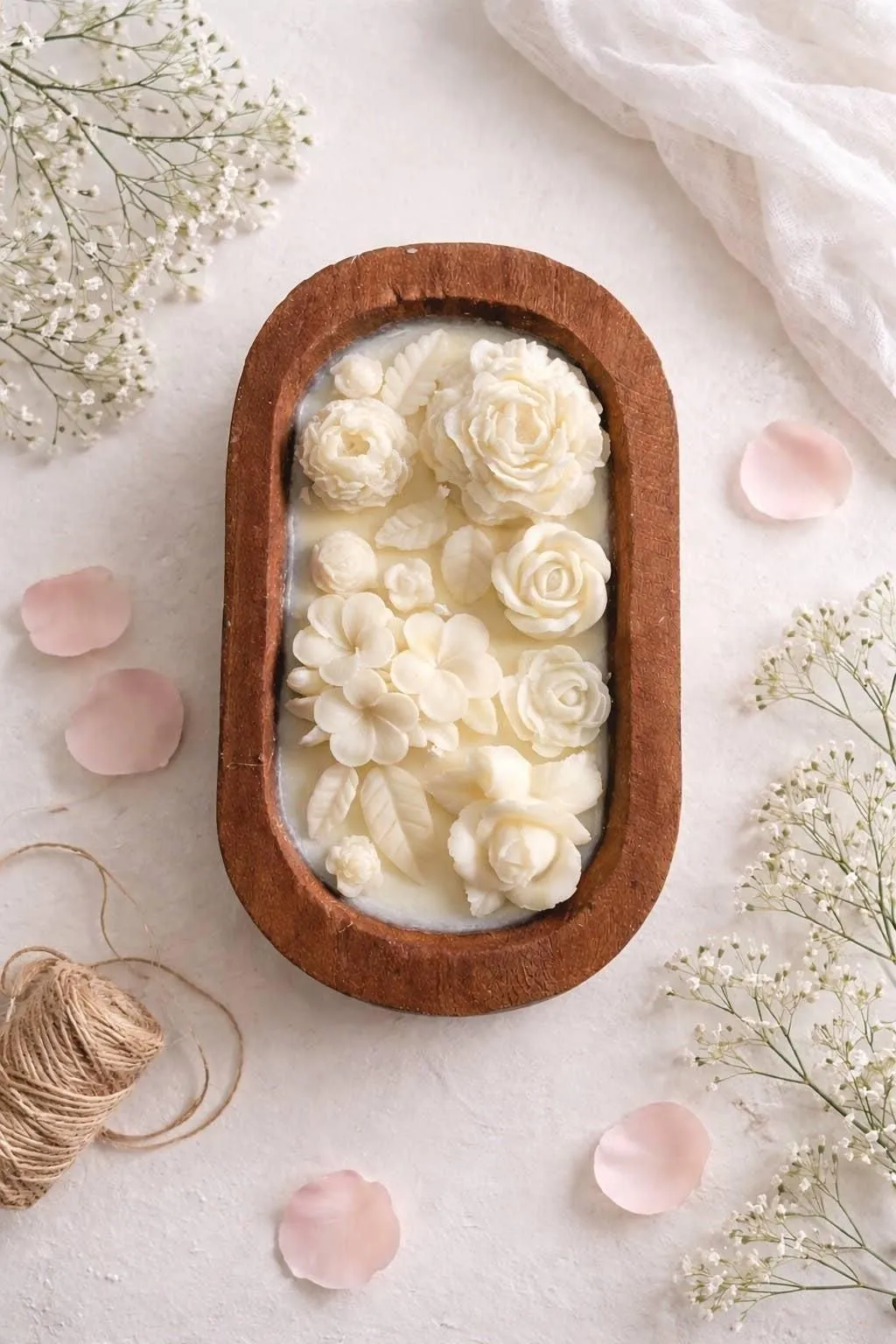 White Flowers Dough Bowl 15 oz - Beach Linen