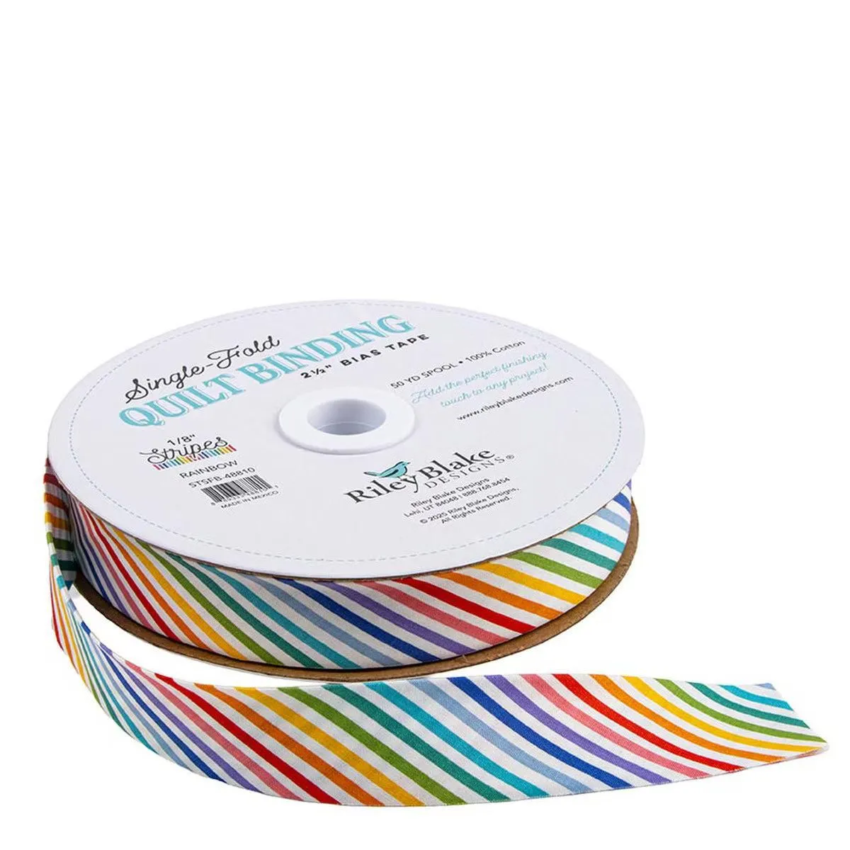 6 Yard Cut Single-Fold Quilt Binding 1/8" Stripe Rainbow