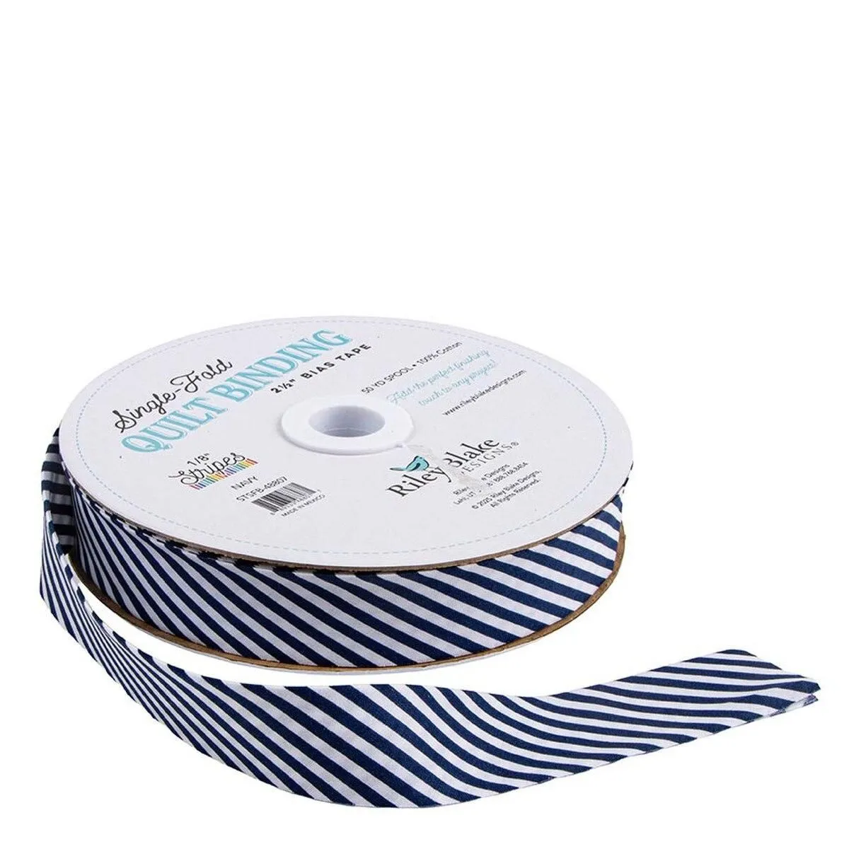 6 Yard Cut Single-Fold Quilt Binding 1/8" Stripe Navy Yard