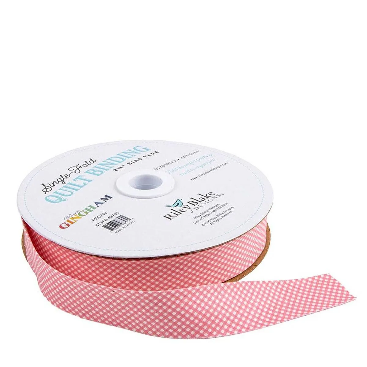 6 Yard Cut - Single-Fold Quilt Binding Micro Gingham Peony