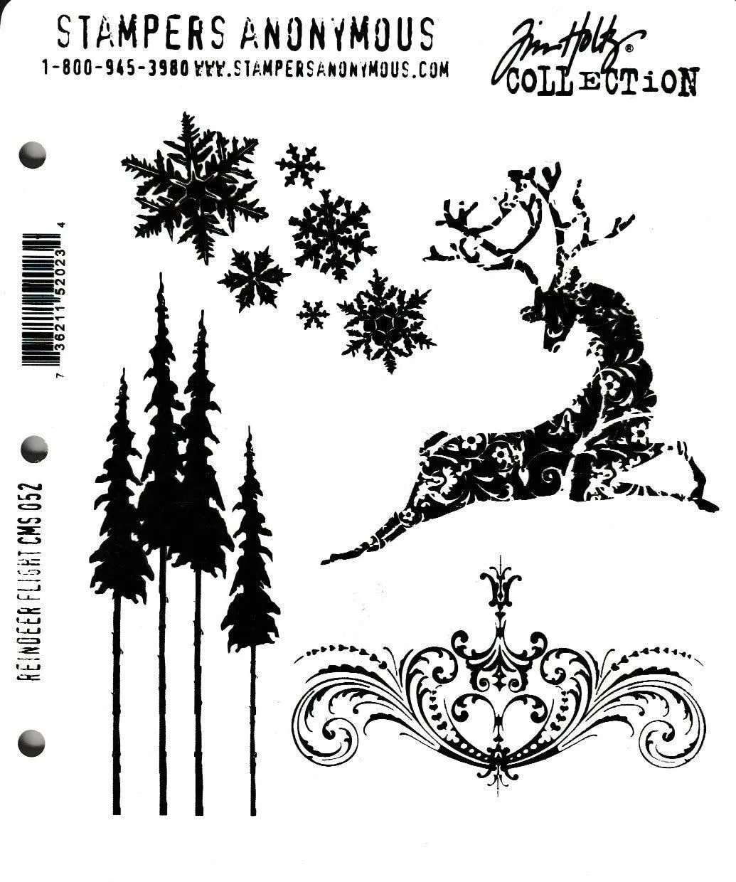 CMS052 Reindeer Flight Stampers Anonymous Tim Holtz Collection Rubber Stamp Set