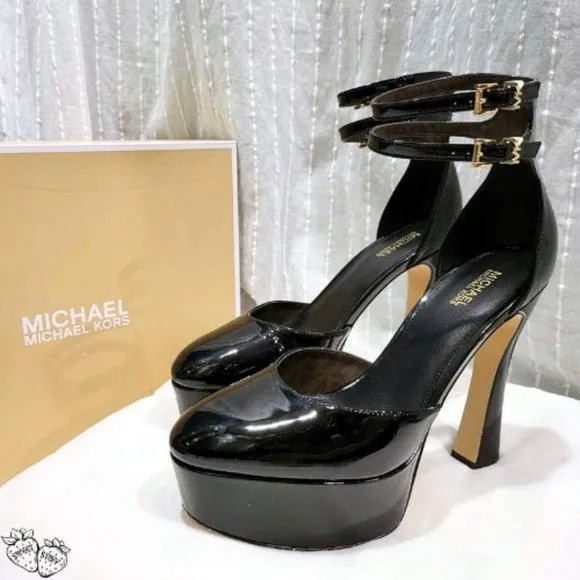 Product image for Michael Kors ⋆ Martina Patent Leather Ankle Strap Platform Pumps ⋆