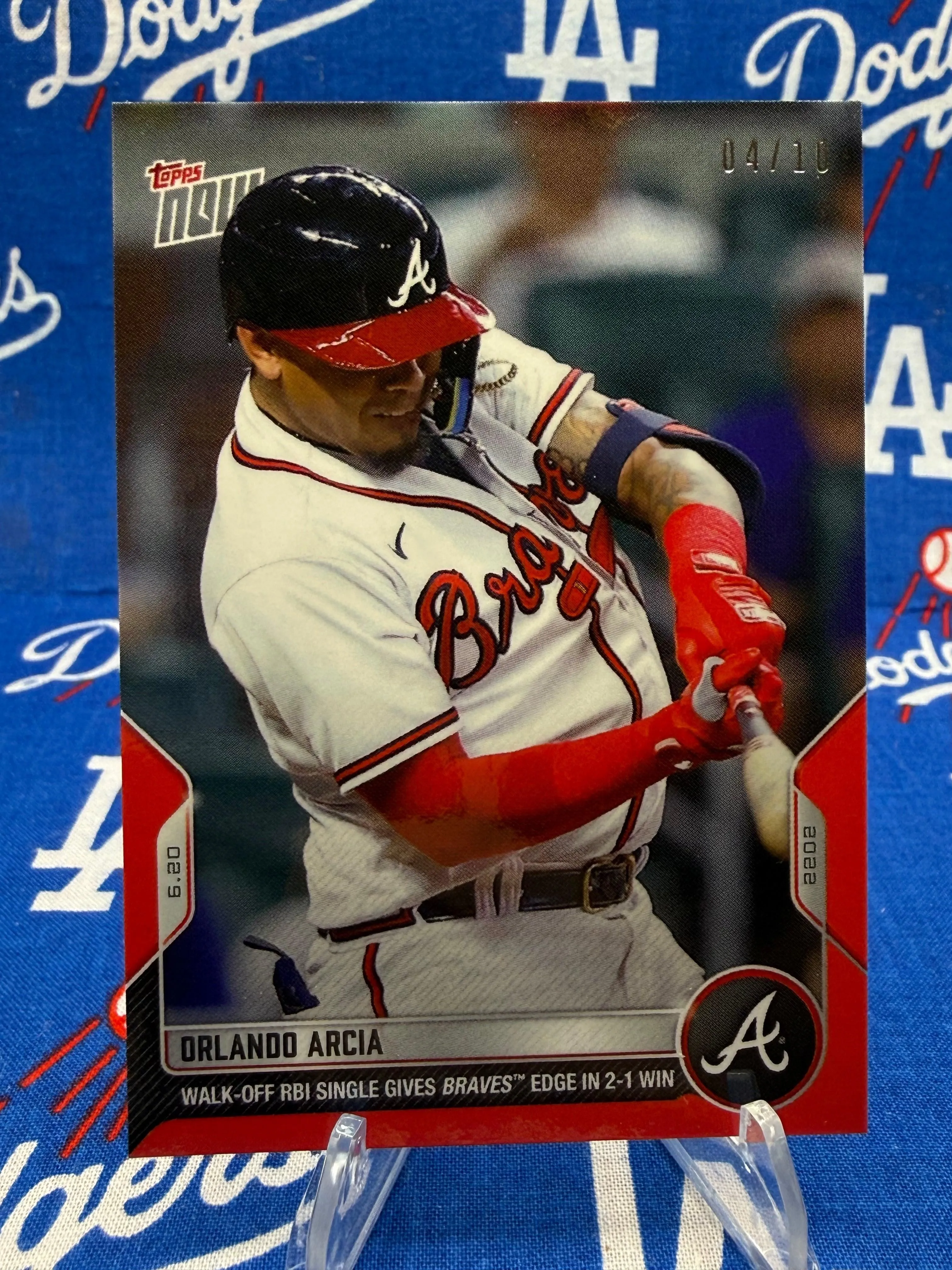 2022 Topps Now #380 Orlando Arcia Red Parallel /10 Atlanta Braves Walk-Off RBI