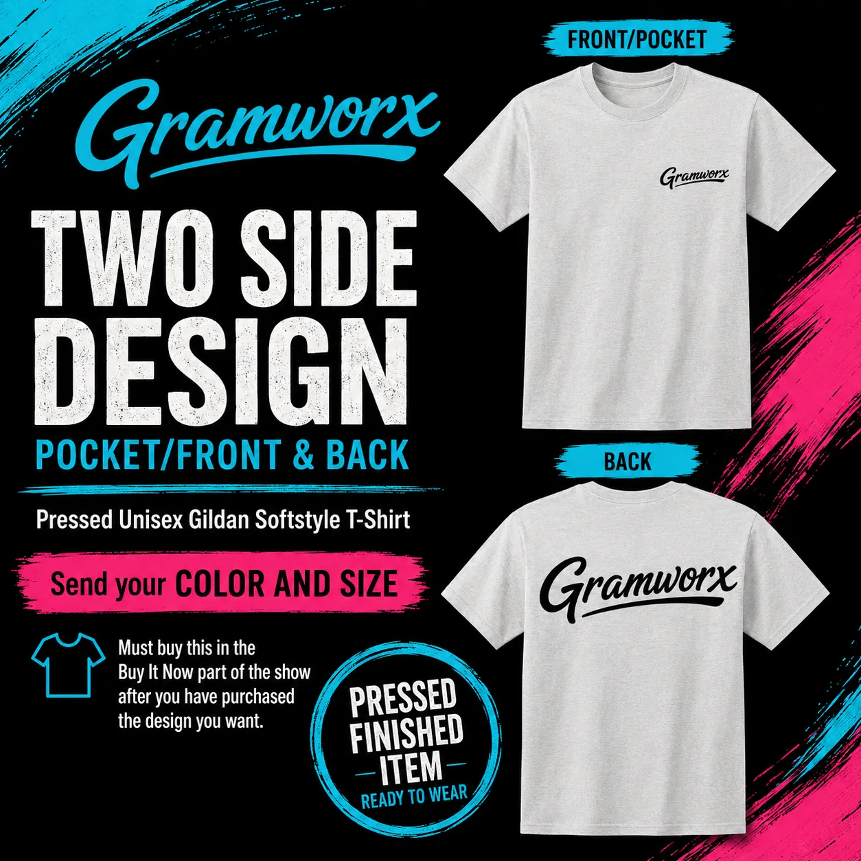 XS-XL - Single-Side Pressed Unisex Gildan Softstyle T-Shirt - Must Purchase Transfer First (Copy)