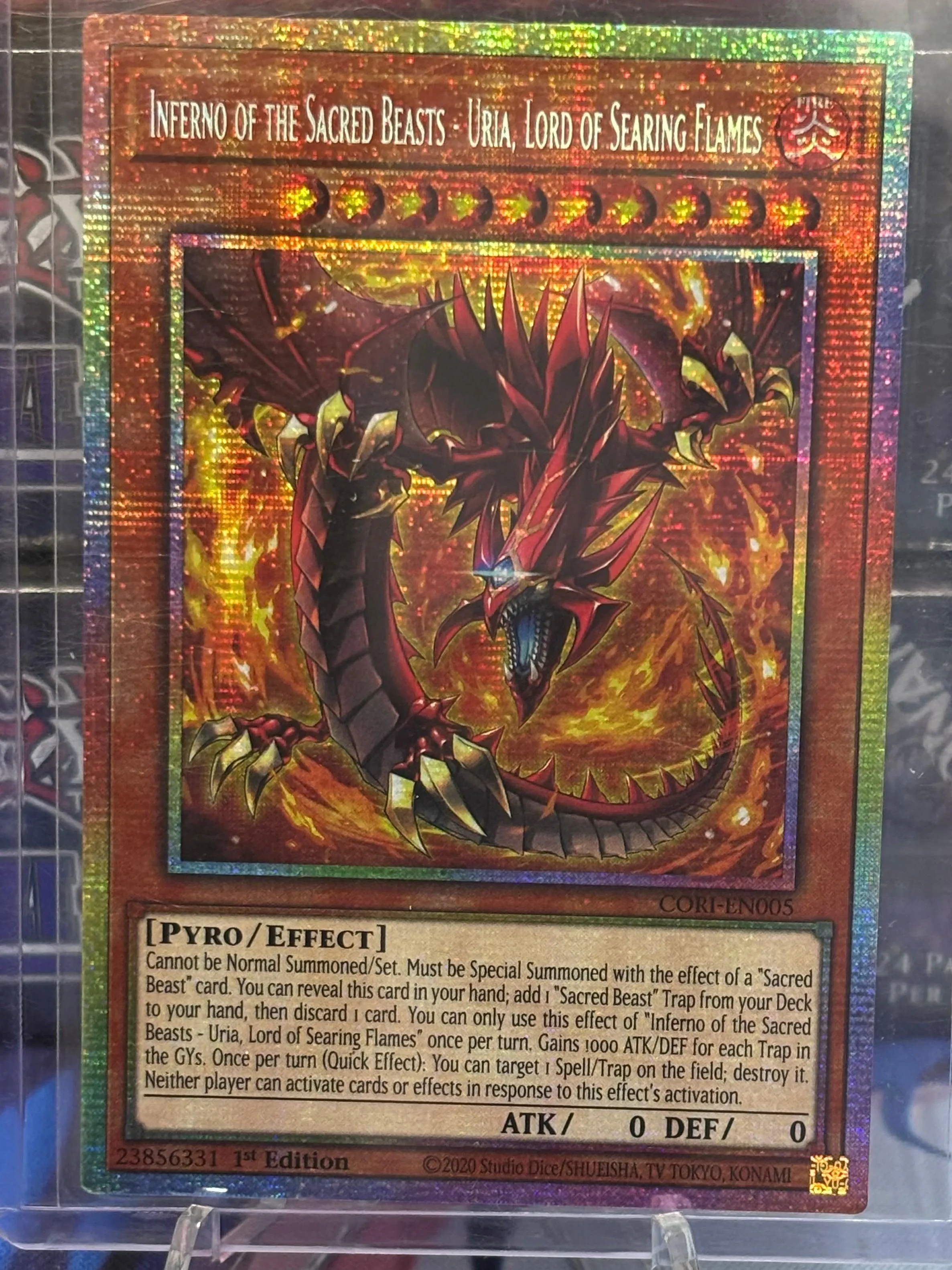 YUGIOH Inferno of the Sacred Beasts - Uria, Lord of Searing Flames Starlight Rare 1st Edition Near Mint CORI-EN005