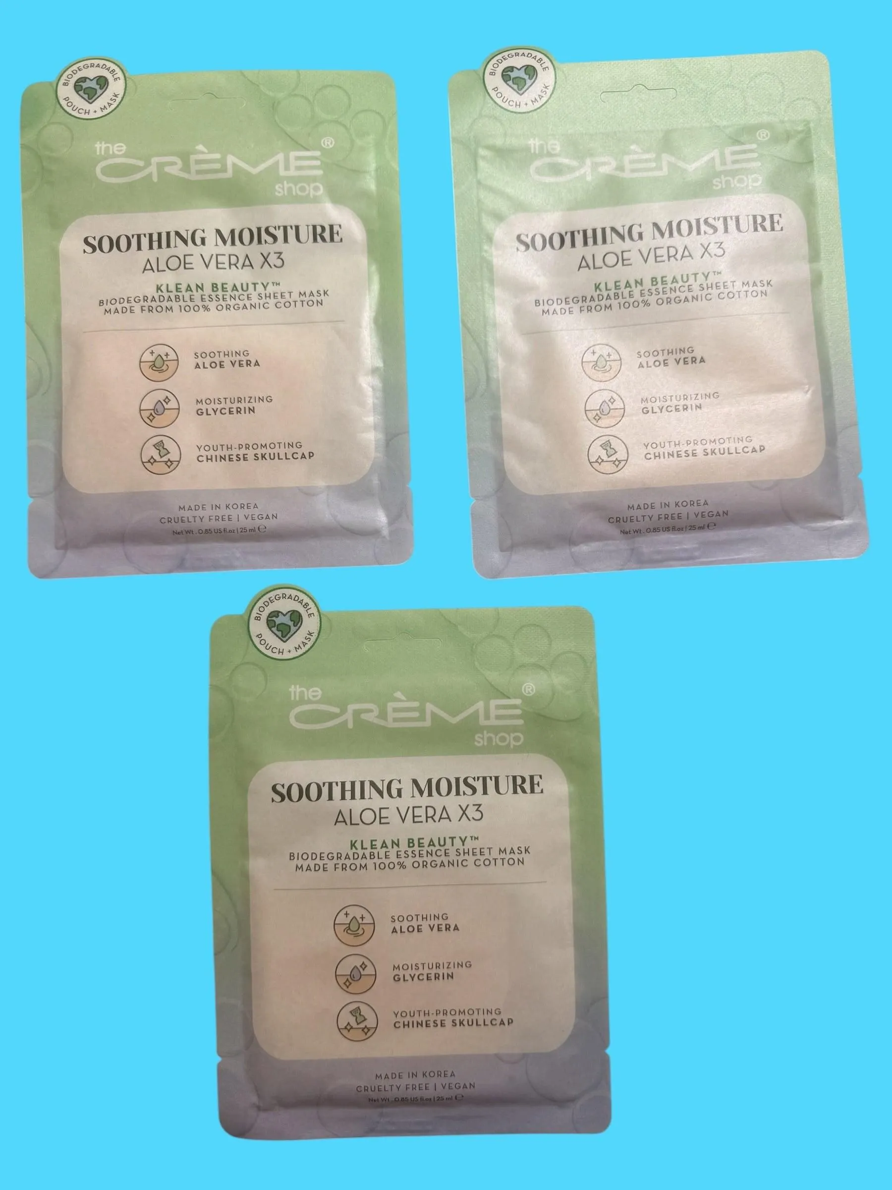 THE CREME SHOP Face Mask Sheet Mask Aloe Vera X3 *NEW*