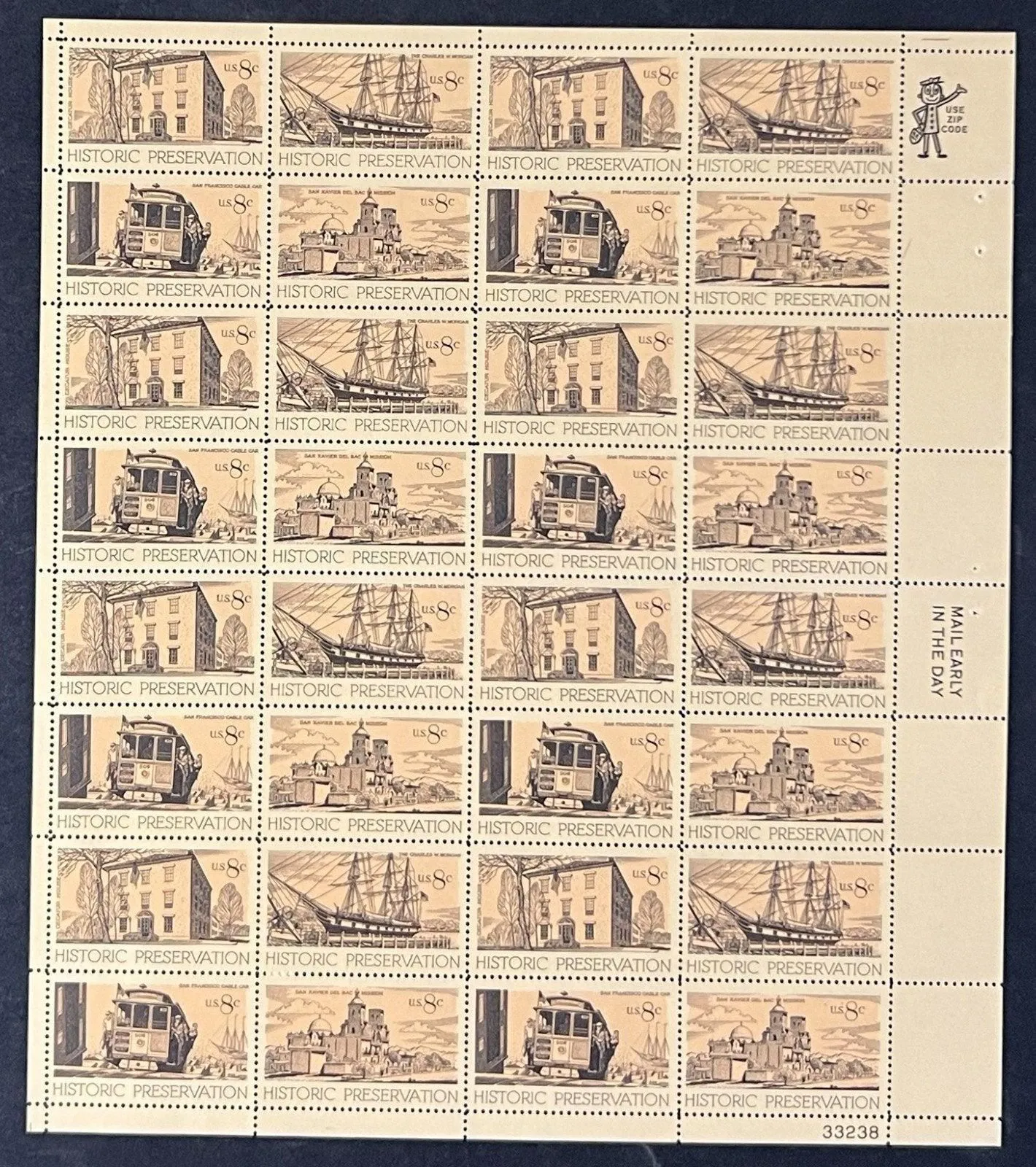 US 1440-1443 Mint Sheet (MNH) Historic Preservation 8-Cent 1971 ZAYIX