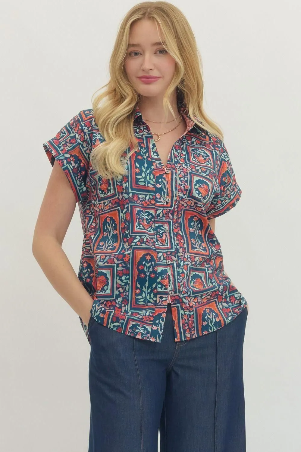 Blue Botanical Top