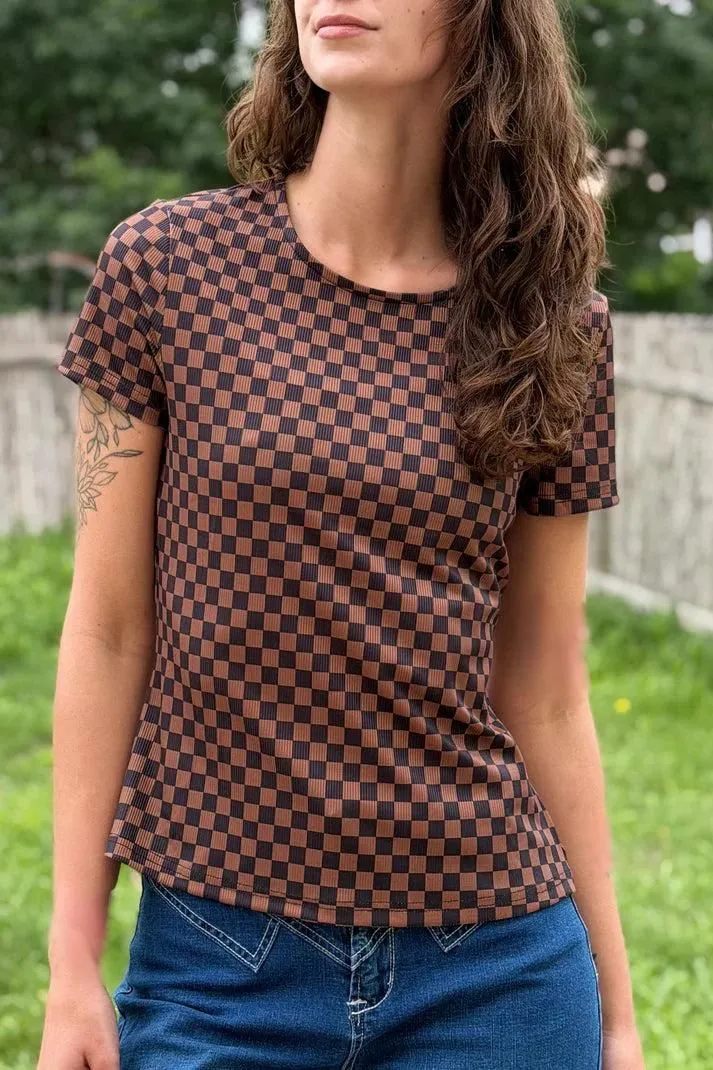 Brown Checkered Top