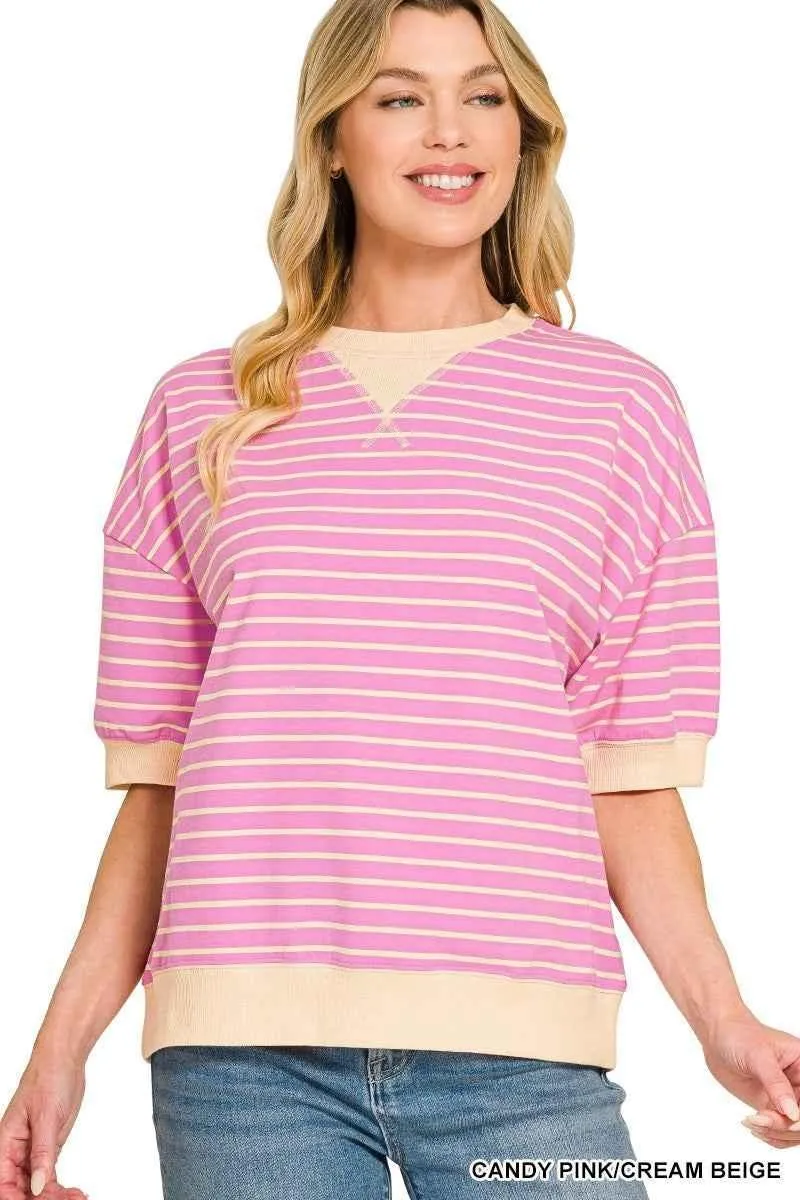Sweet Stripe Ribbed Pullover