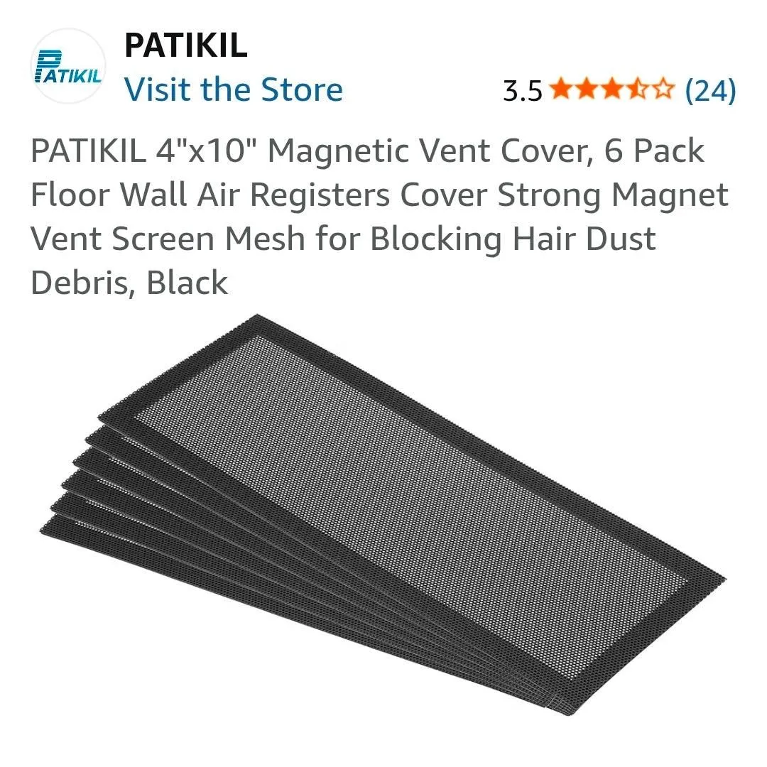 4"x 10" Magnetic vent covers pack of 6 - black
