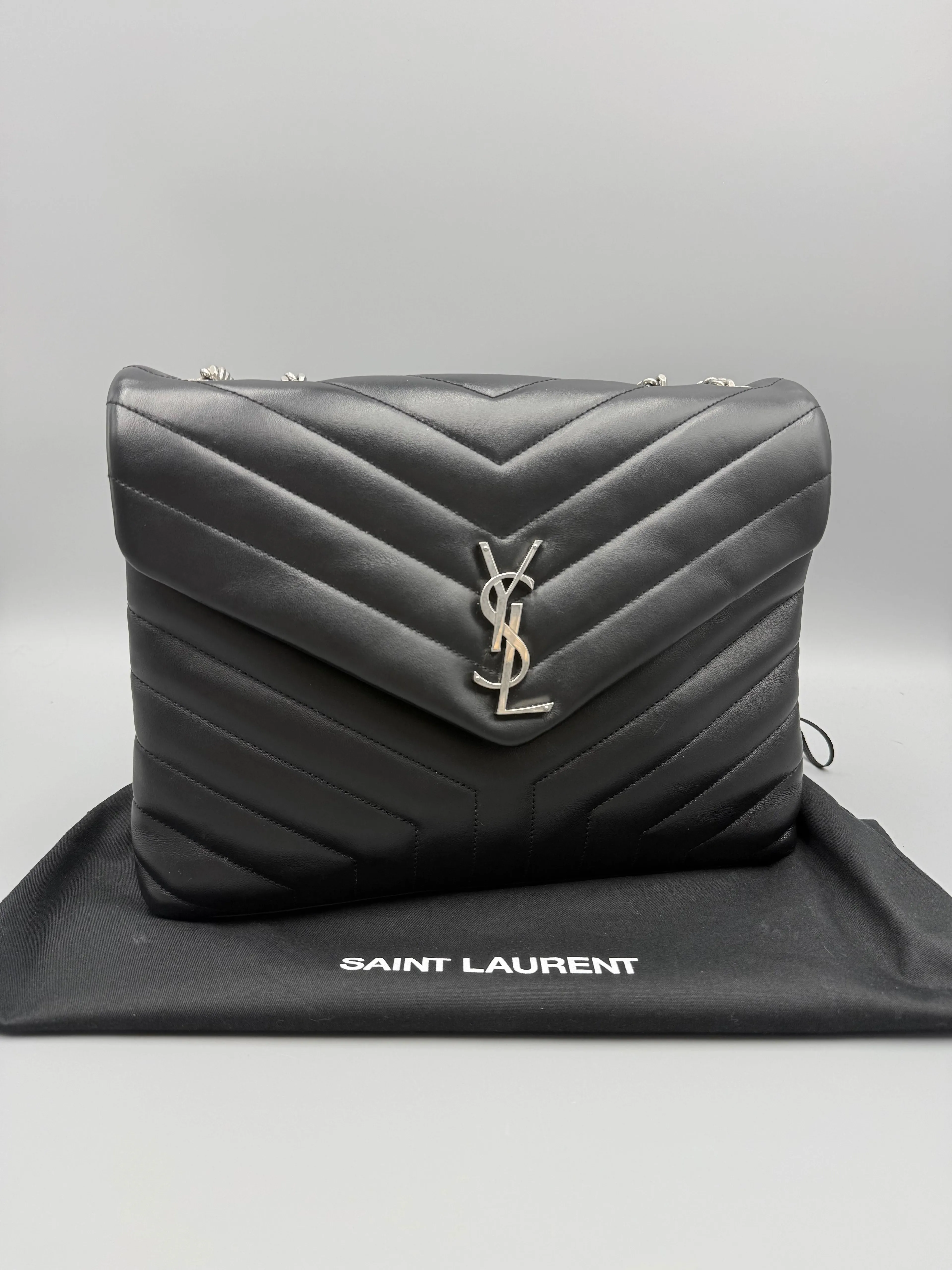 YSL Medium LouLou black with SHW chain bag