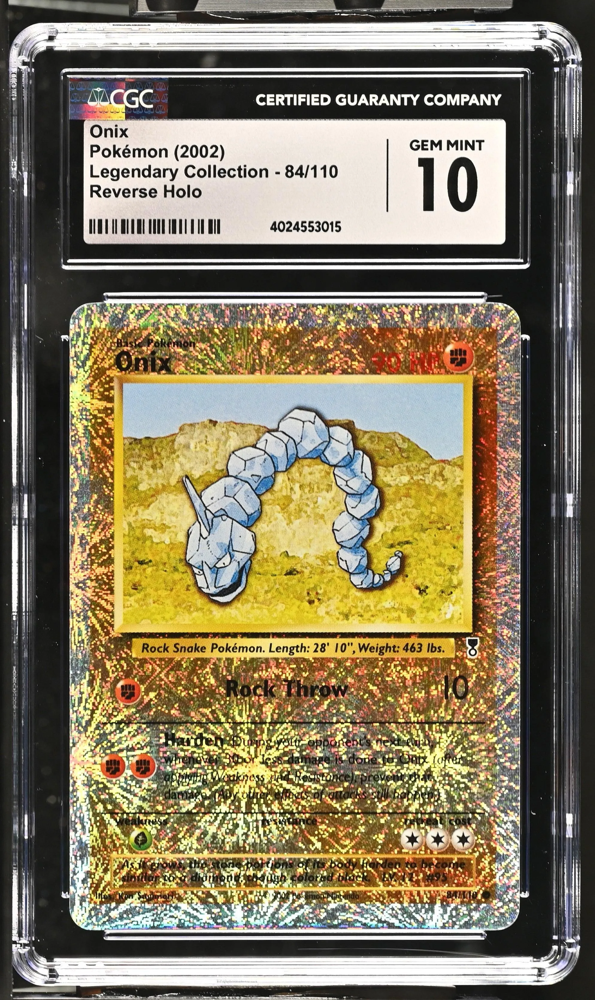 Onix Rev Holo CGC 10 2002 Legendary Collection POP 14 #84/110