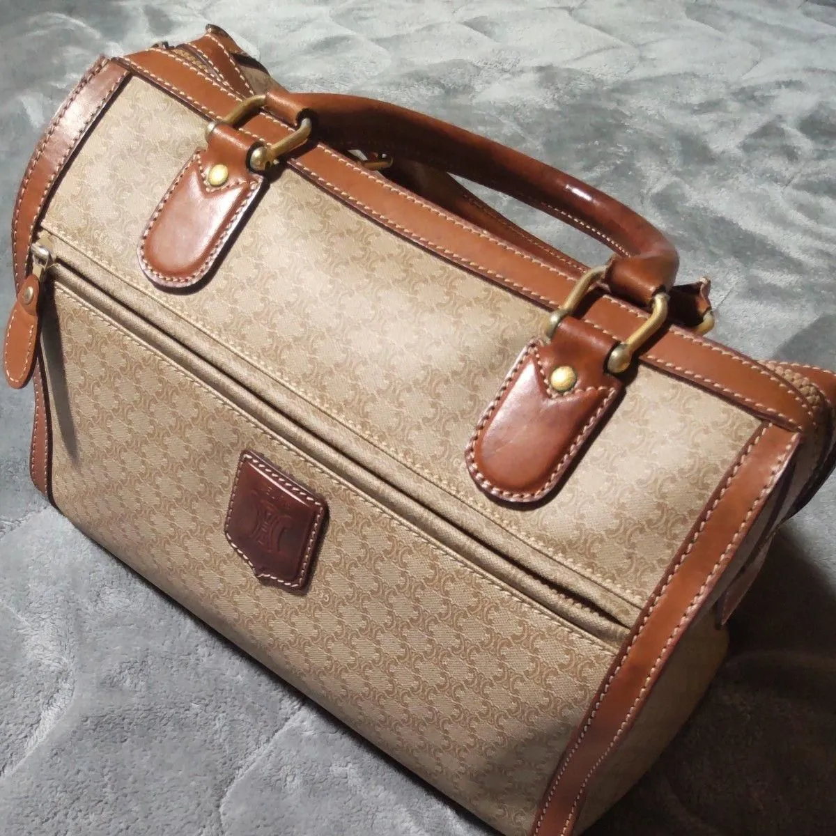Celine Boston Bag Triumph| Canvas & Leather | Tan| Women's