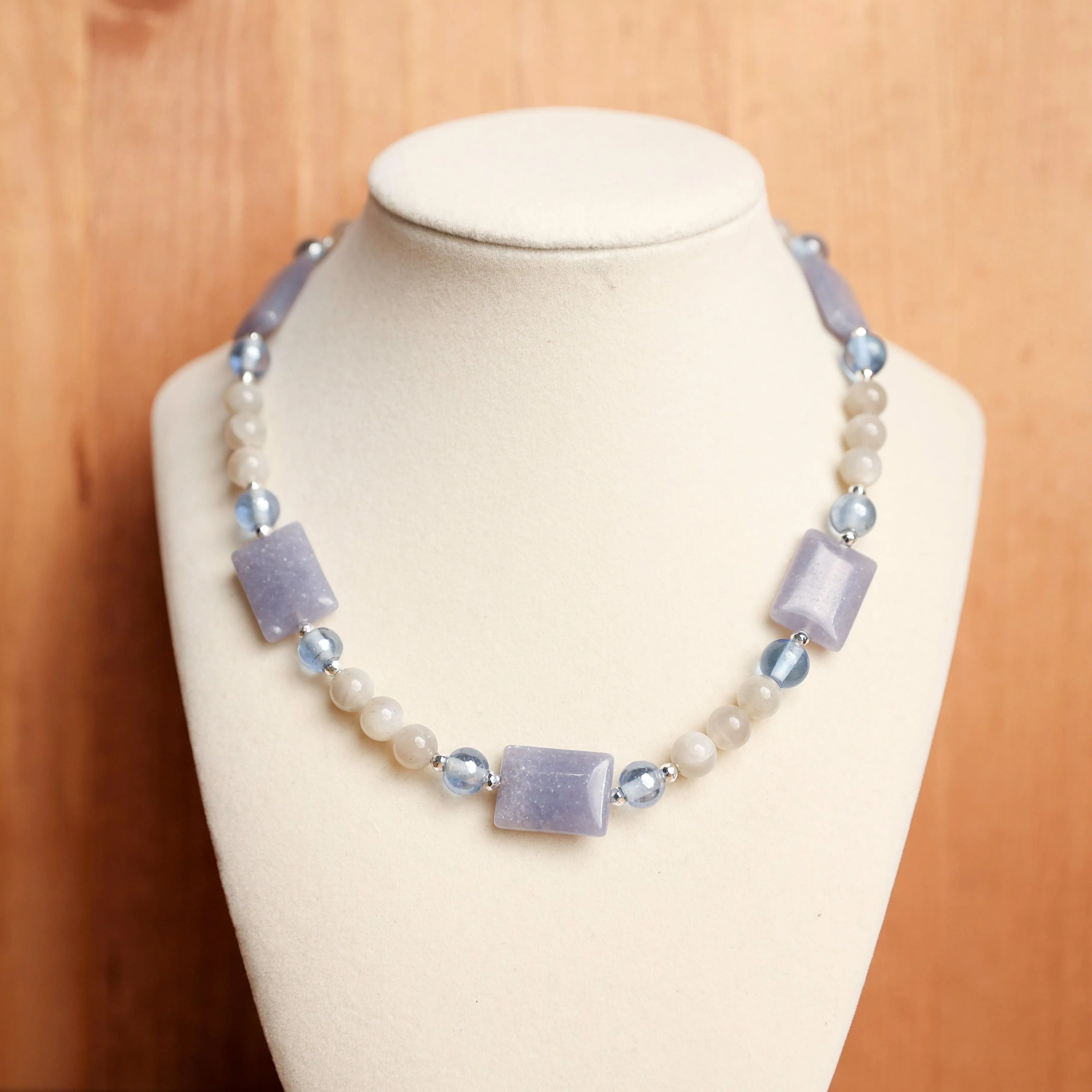 Lavender Gemstone & Gray Moonstone Necklace