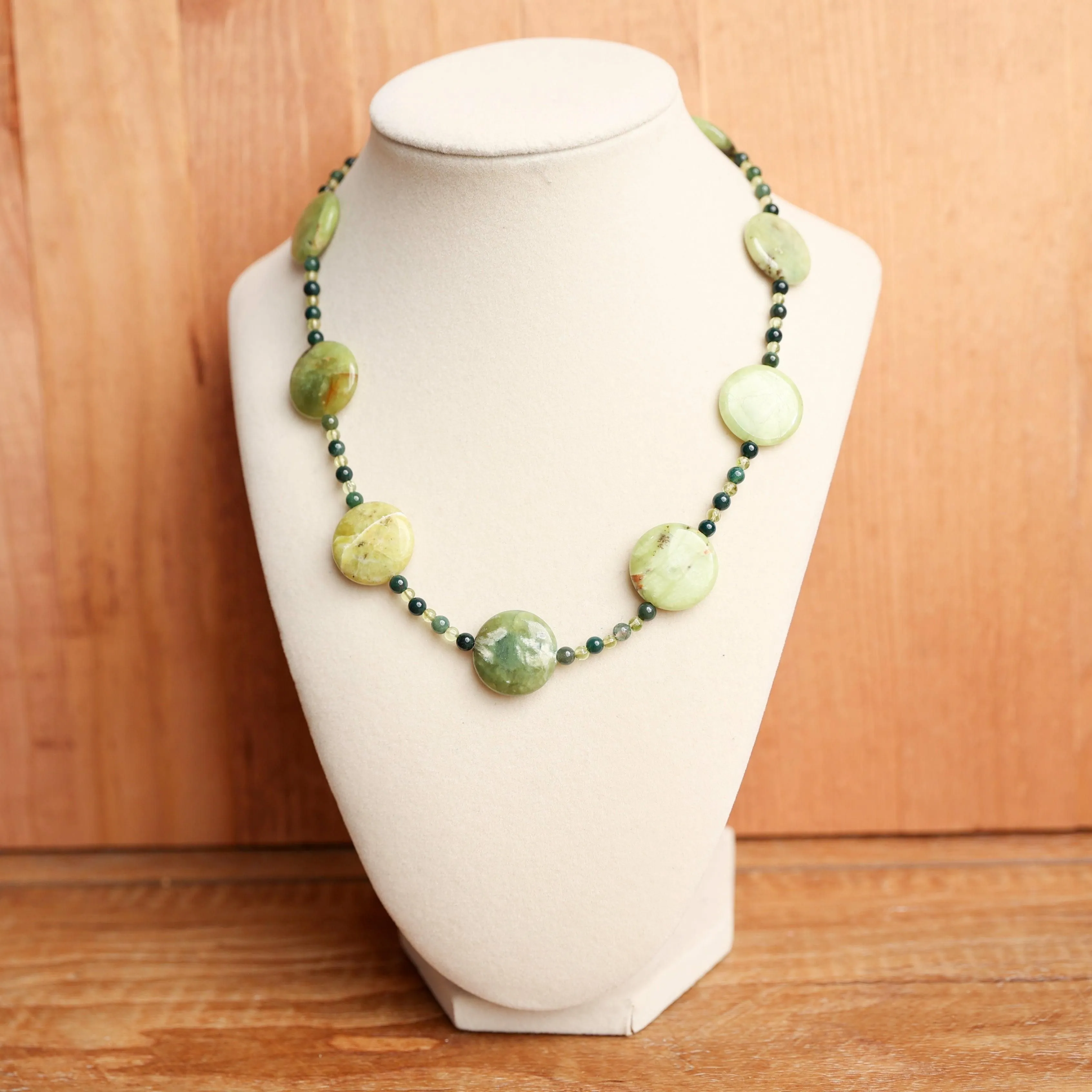 Green Garnet & Moss Agate Statement Necklace