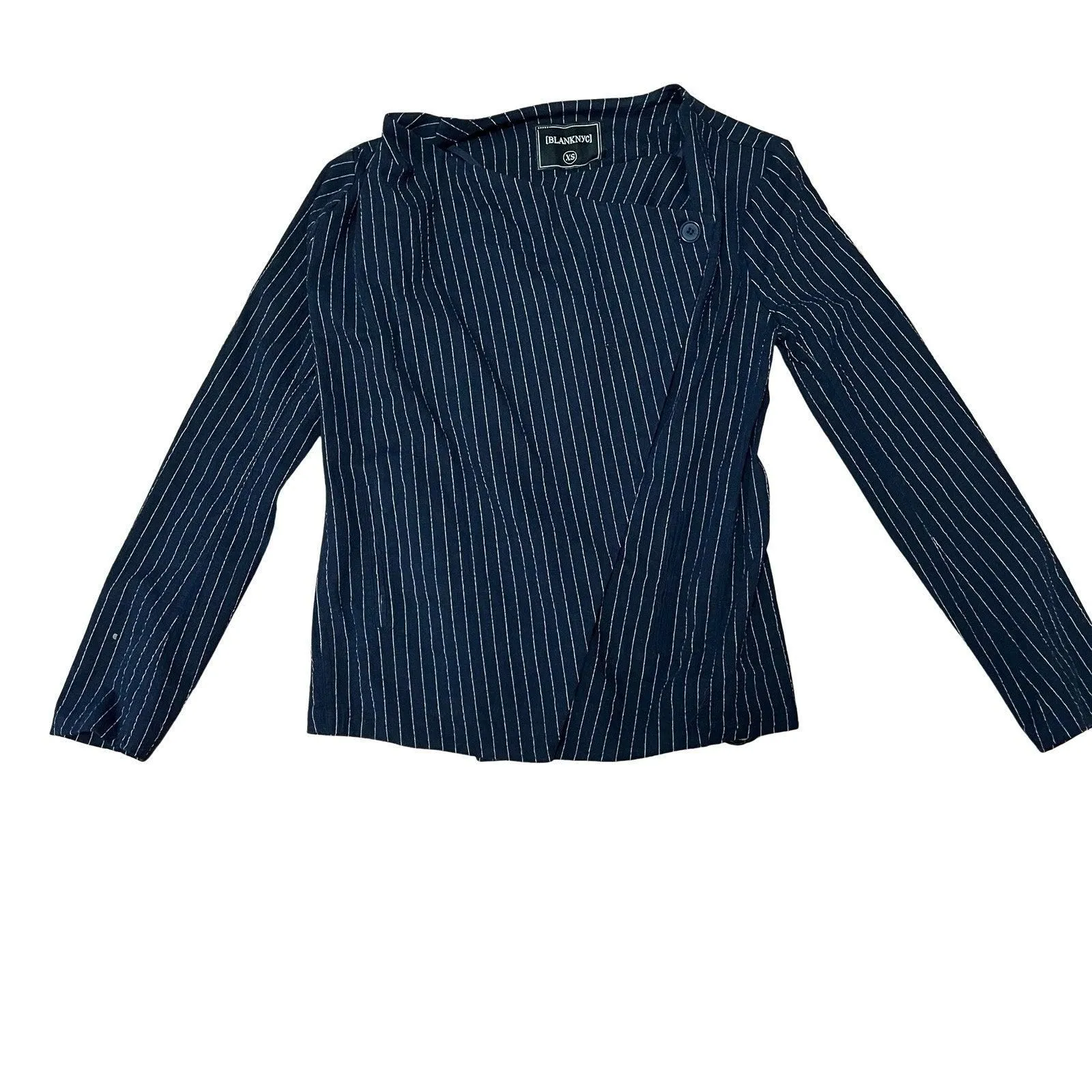 Blank NYC Asymmetric Pin Stripe Blazer