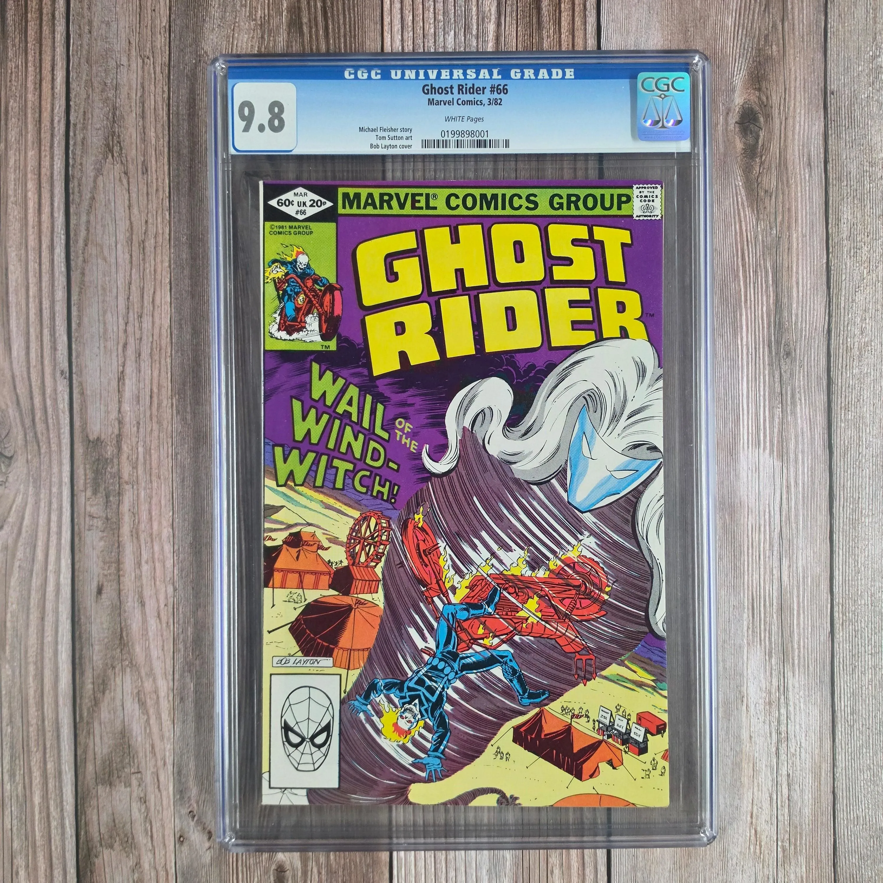 Ghost Rider #66 CGC 9.8 WP Cover art by Bob Layton (Cert 8001)