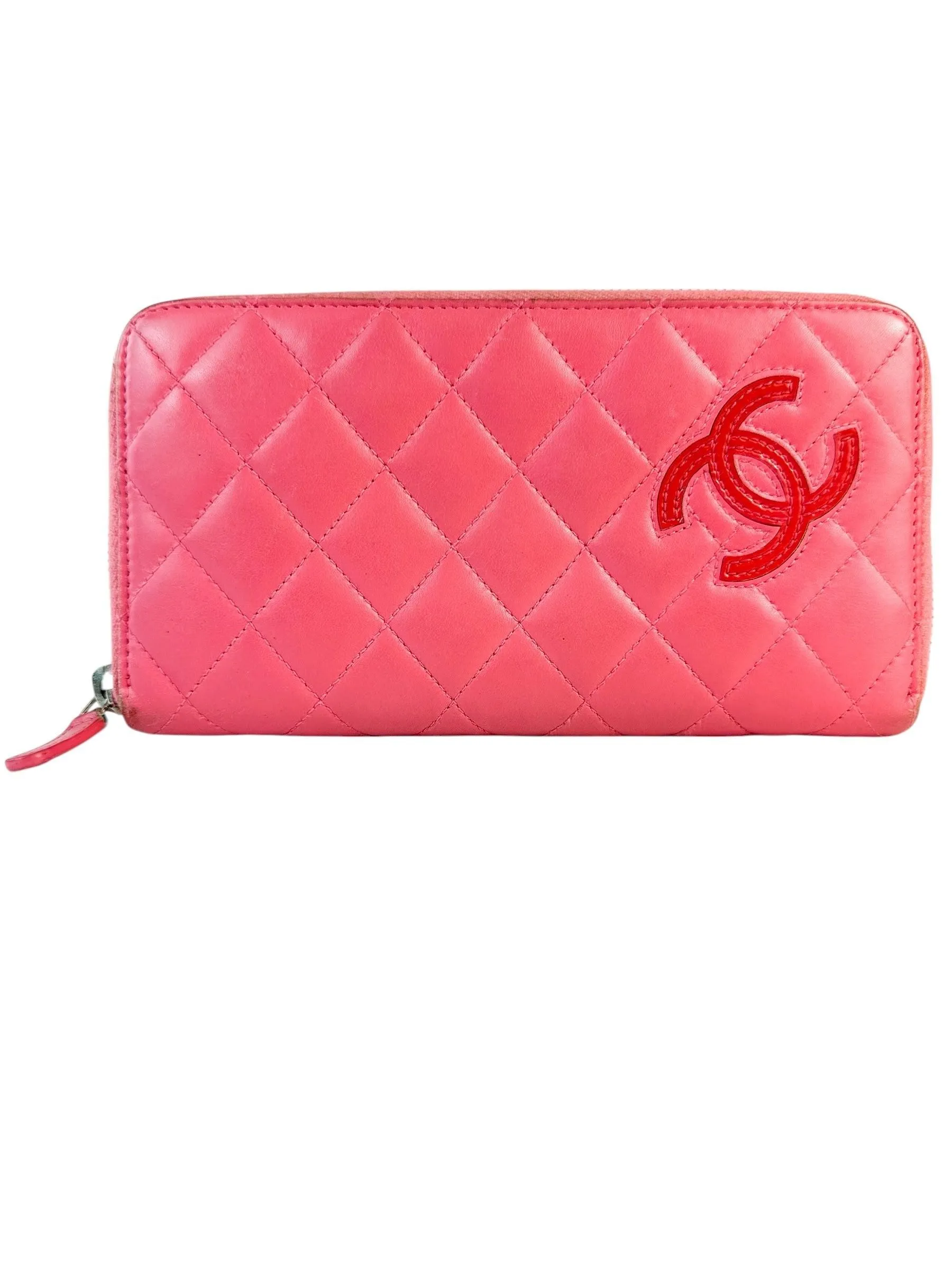 Chanel Pink Coco Mark Lambskin Long Wallet