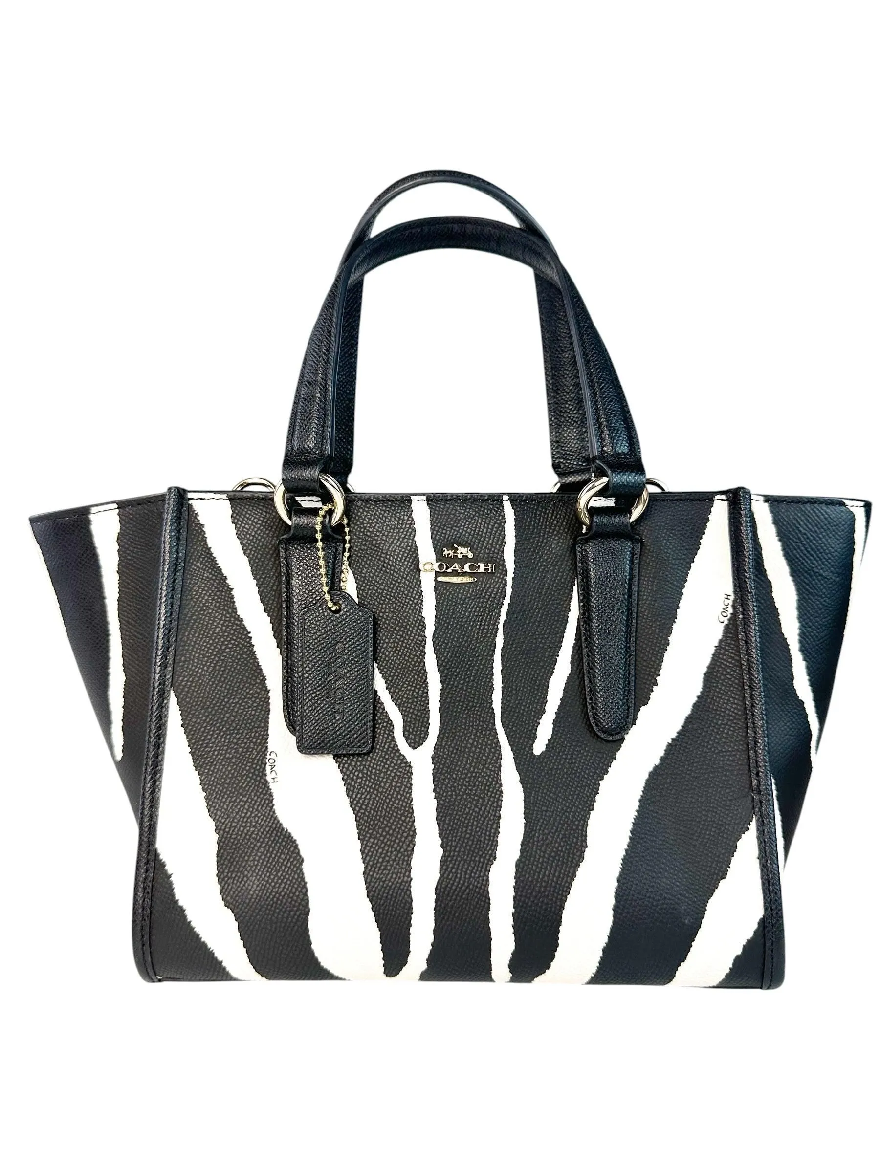 Coach Zebra Print Leather Crosby Mini Carryall