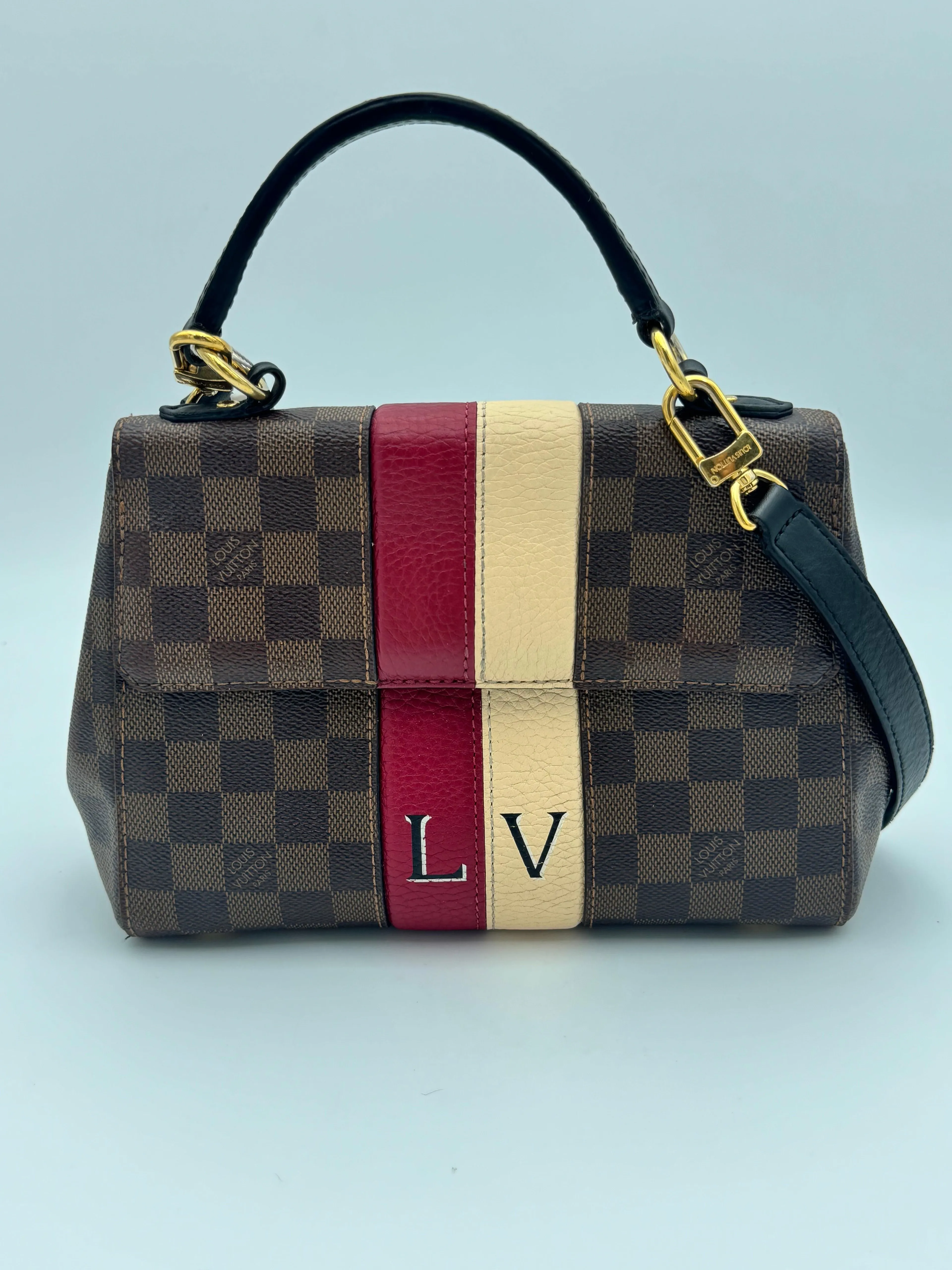 Louis Vuitton Croisette Damier Ebene Personalized Crossbody | Bordeaux & Cream Stripe
