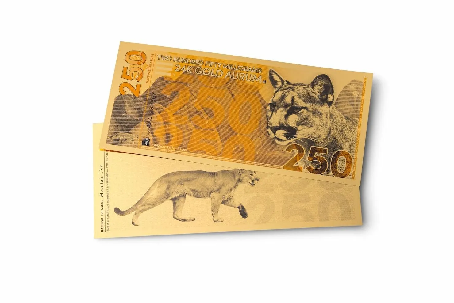 Mountain Lion Aurum® 250mg 24k Gold Note