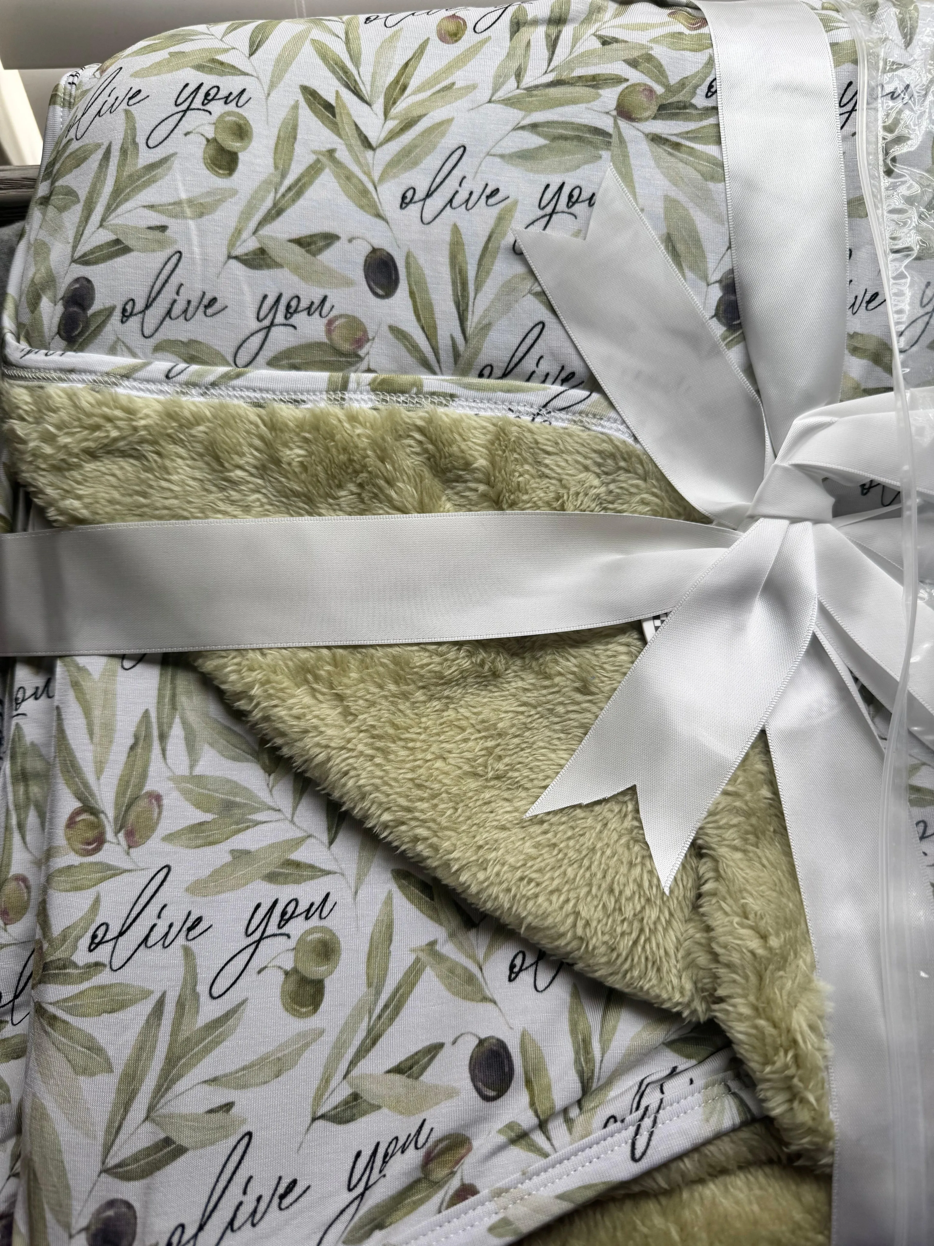 Olive You the Most Bamboo Minky Blanket - 30 x 40