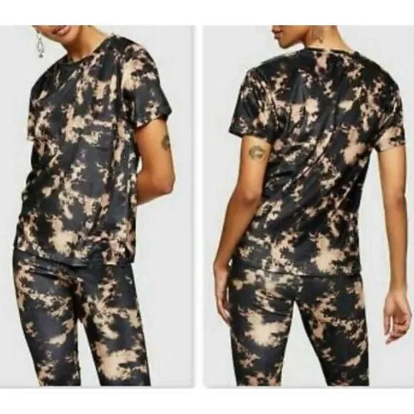 Product image for TOPSHOP Tie Dye Casual Velvet 2 Piece Outfit Set Flared Pants Petite S