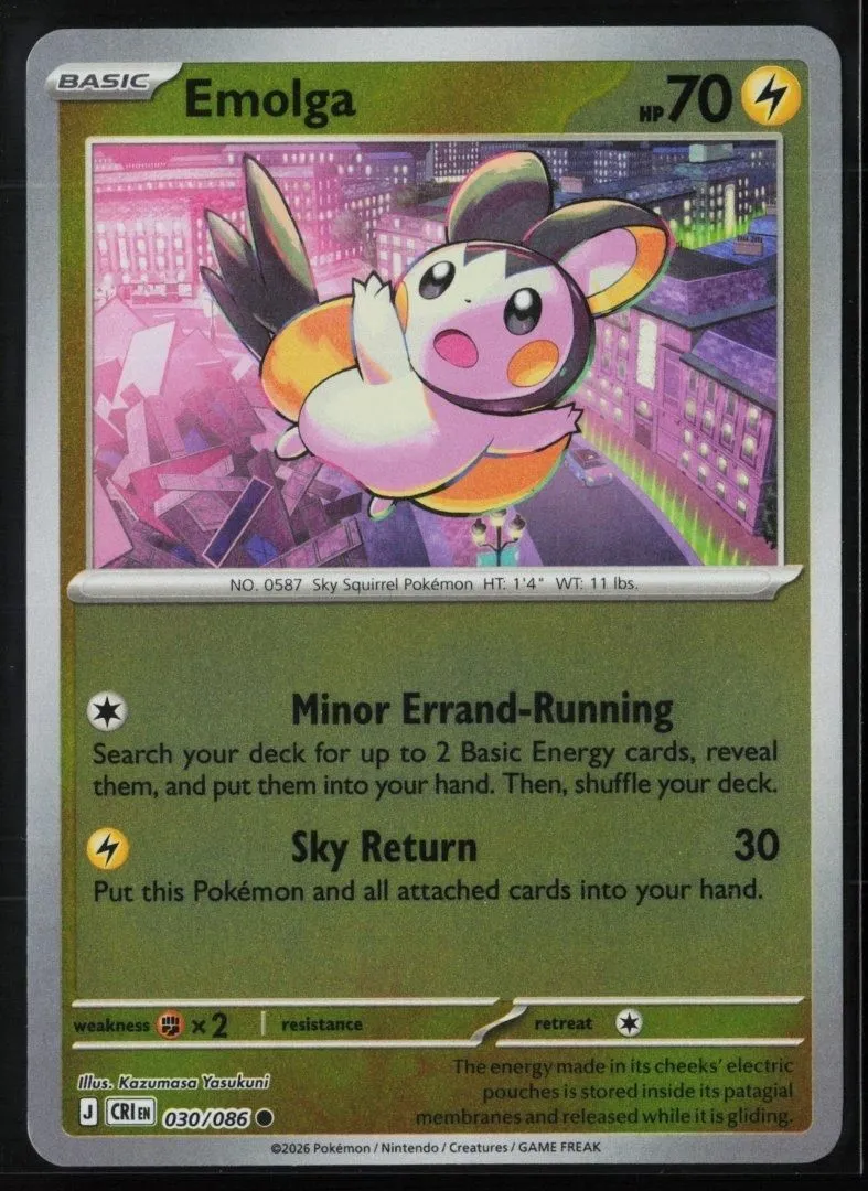Emolga - ME04: Chaos Rising 030/086 - Pokemon - Common Reverse Holo