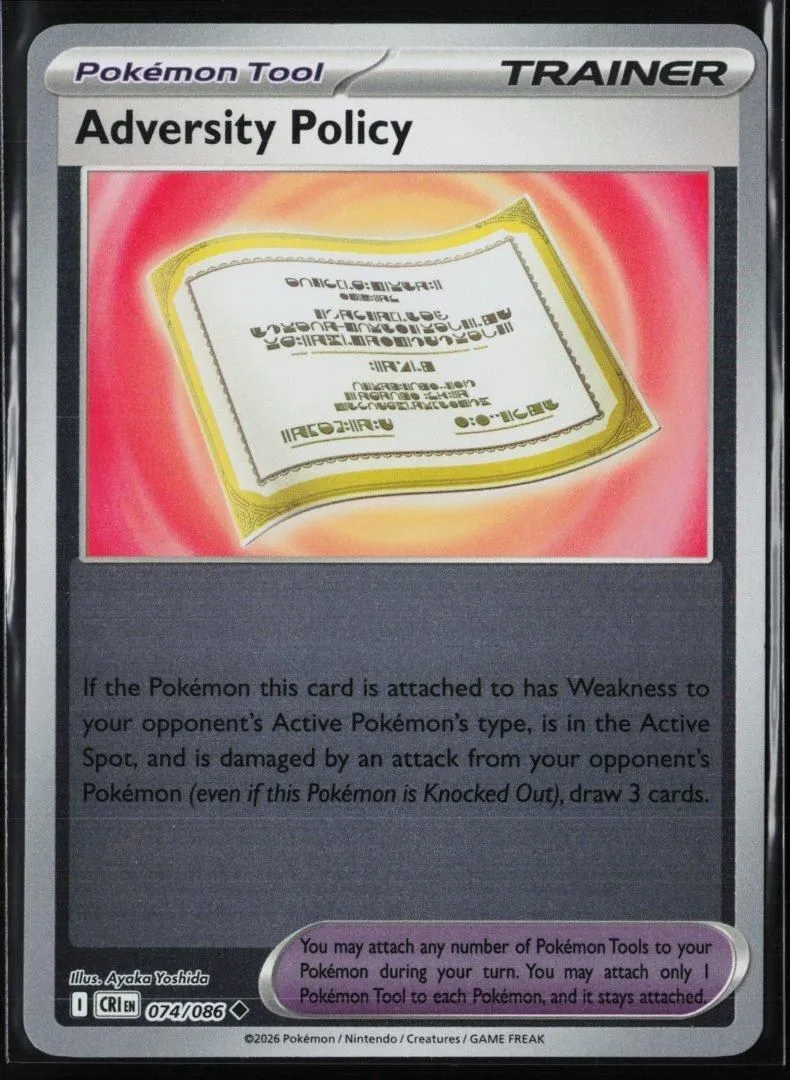 Adversity Policy - ME04: Chaos Rising 074/086 - Pokemon TCG - Uncommon Revers...