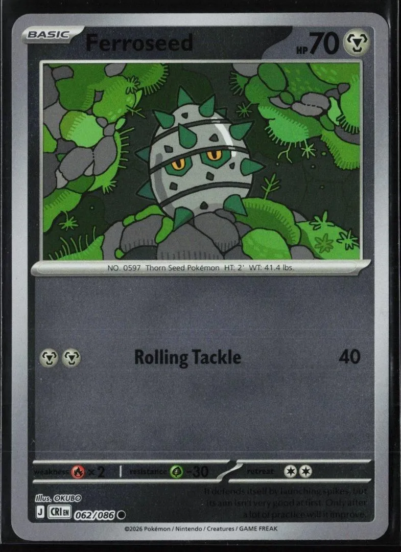 Ferroseed - ME04: Chaos Rising 062 - Pokemon TCG - Common Reverse Holo