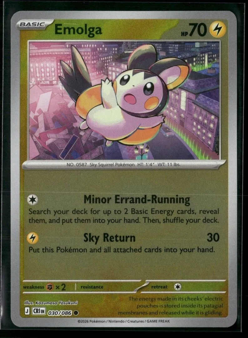 Emolga - ME04: Chaos Rising 030/088 - Pokemon TCG - Common Reverse Holo