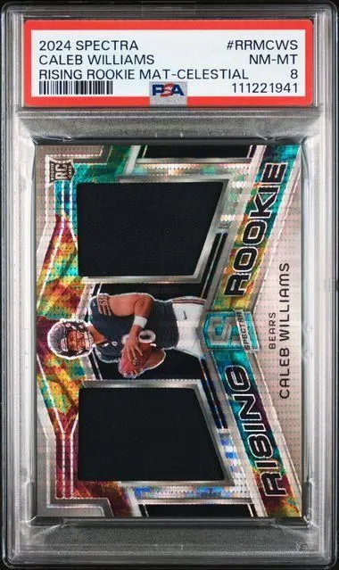 2024 Panini Spectra #RRMCWS Caleb Williams Rising Rookie Mat-Celestial PSA 8 NM-MT /75