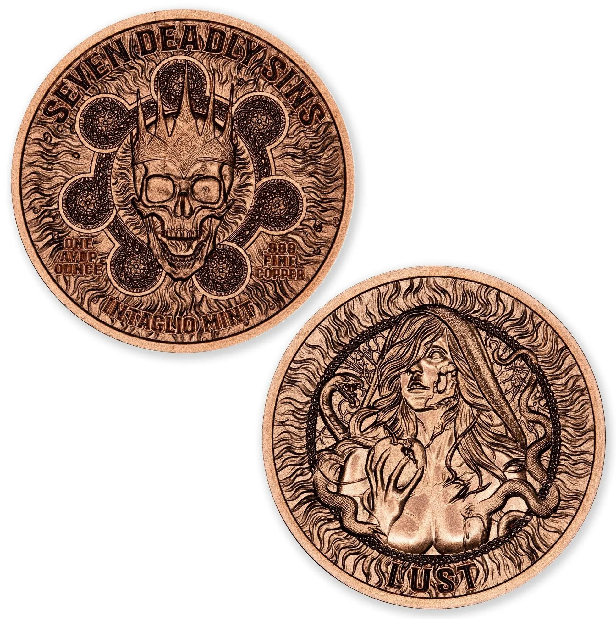 In Stock! 2025 Intaglio Seven Deadly Sins Lust 1 oz Copper Round