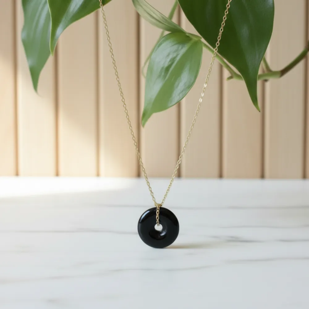 Jade Donut Necklace on Gold Vermeil