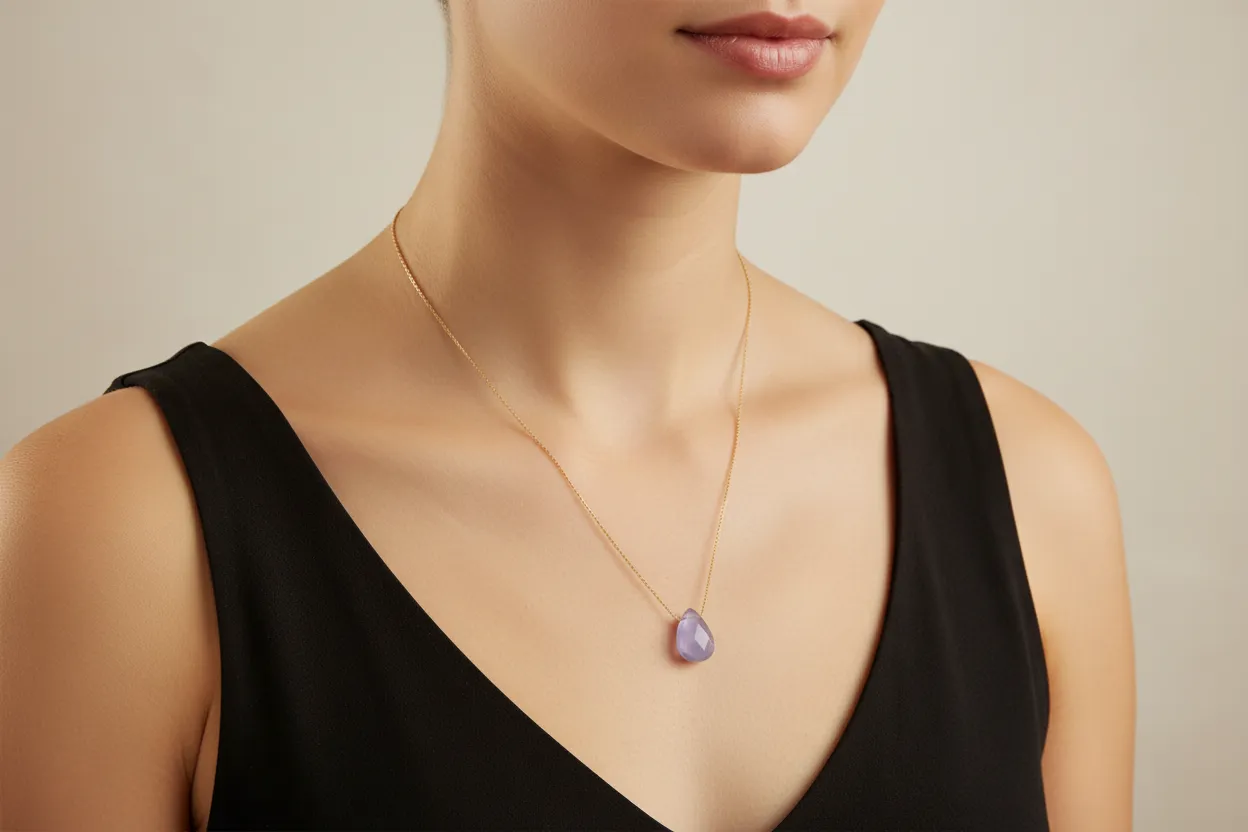 Cat's Eye Charm on a Gold Filled Chain