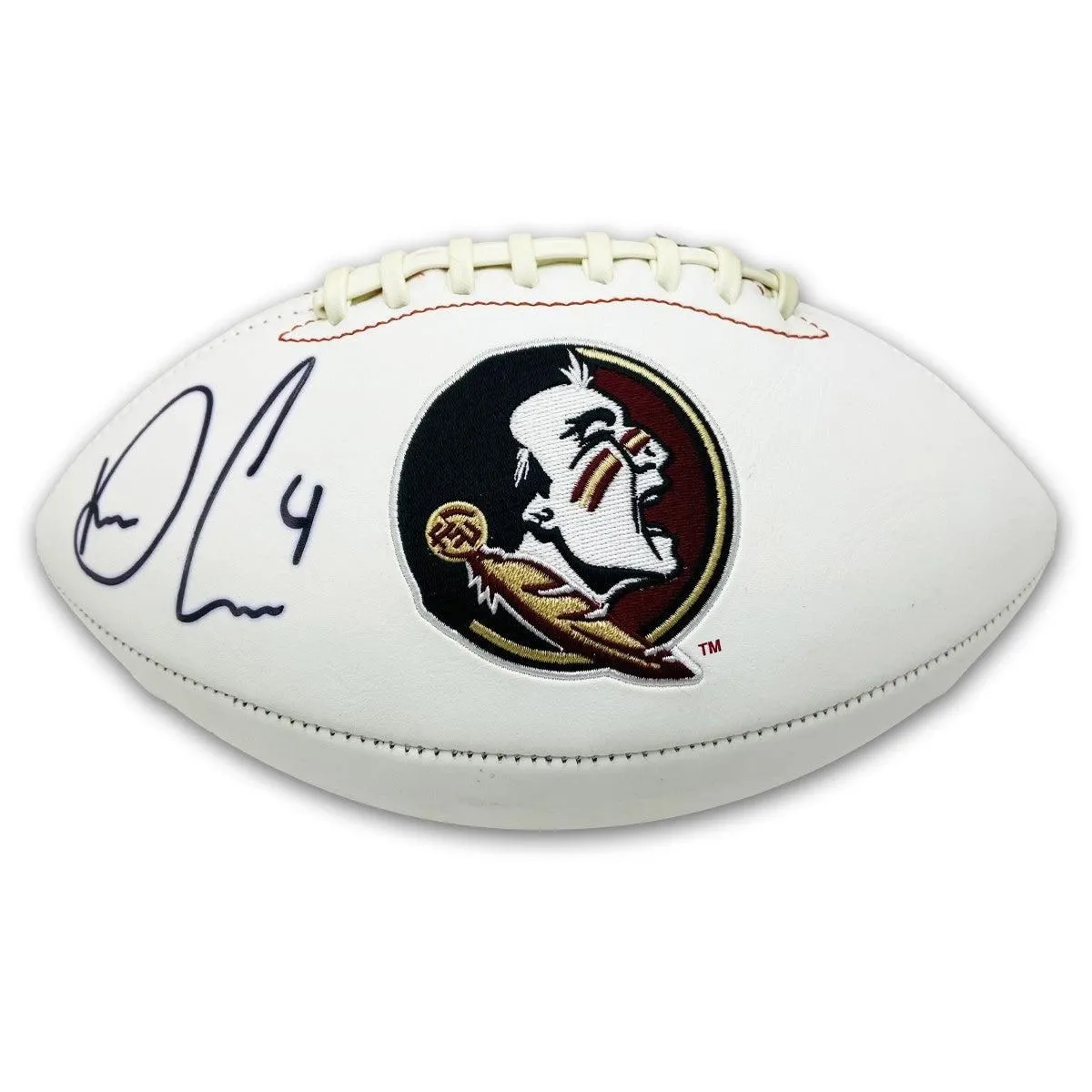 Dalvin Cook FSU Autographed White Panel Logo Football - JSA