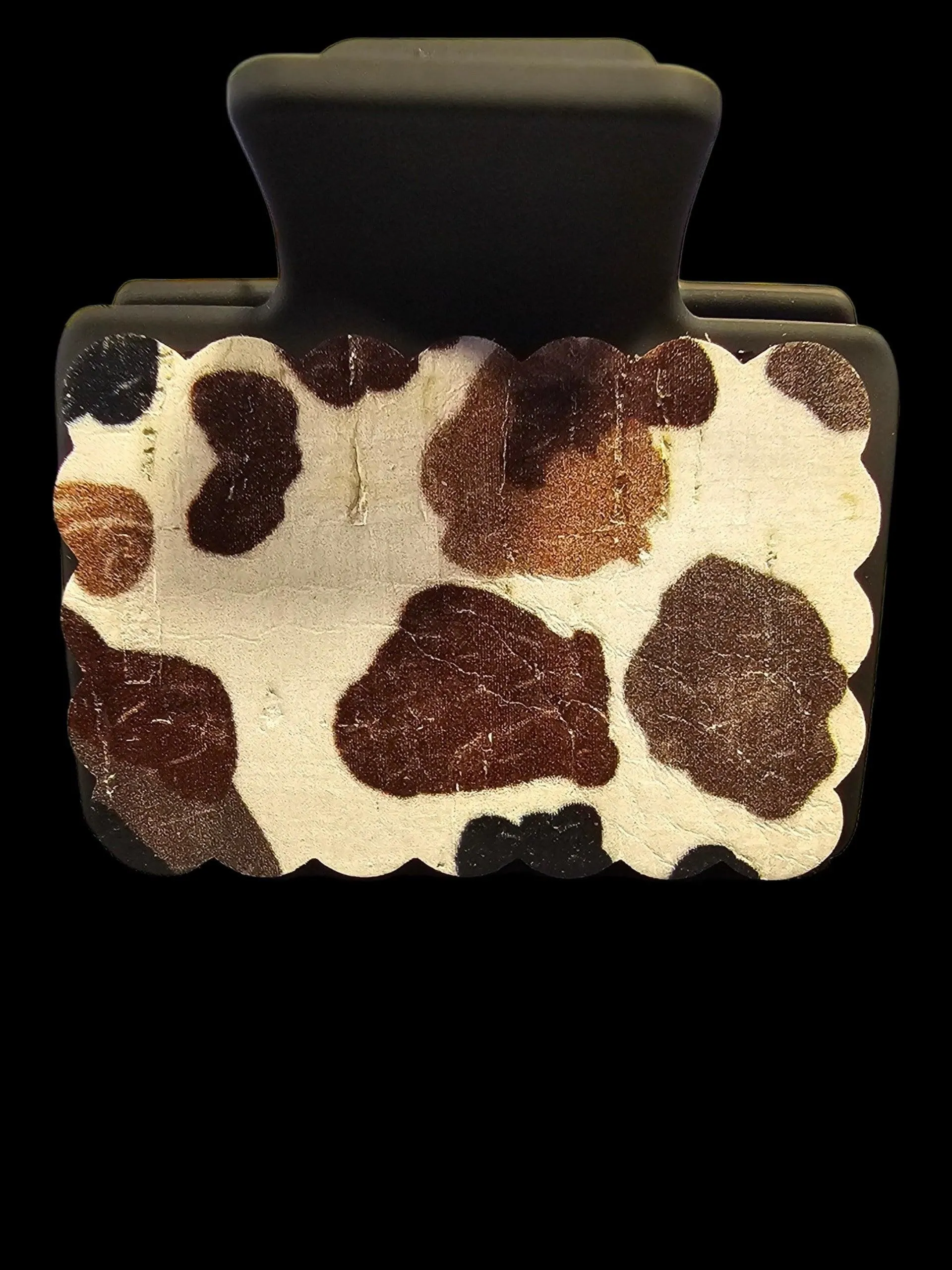 2967 Black and Brown Cow Print Small Hair Claw Clip