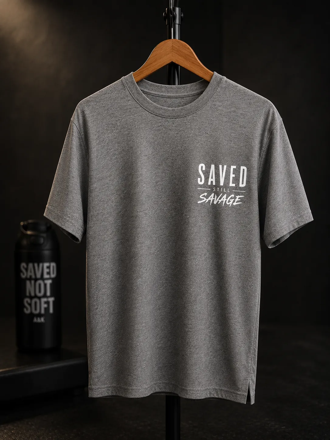 Saved Still Savage Stretch Performance Dri-Fit Tee – Heather Gray