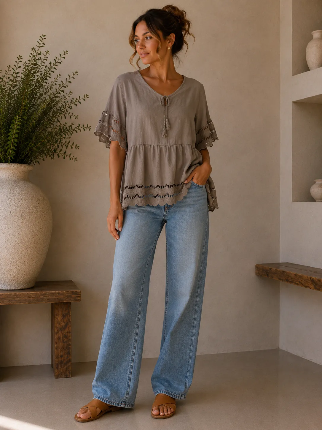 Boho Broderie Detail Smock Top | HerEdits