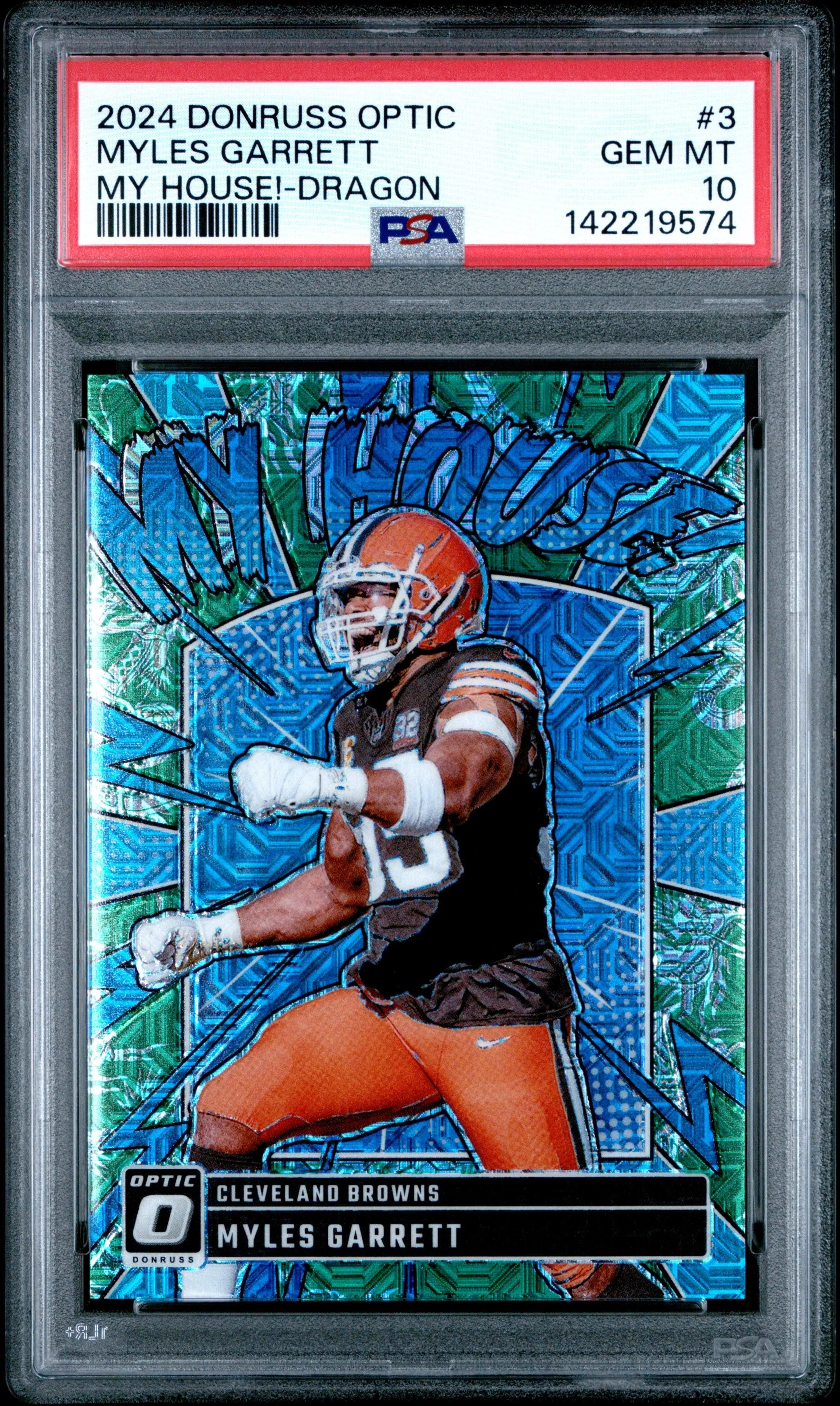 2024 Panini Donruss Optic My House! #3 Myles Garrett My House!-Dragon PSA 10