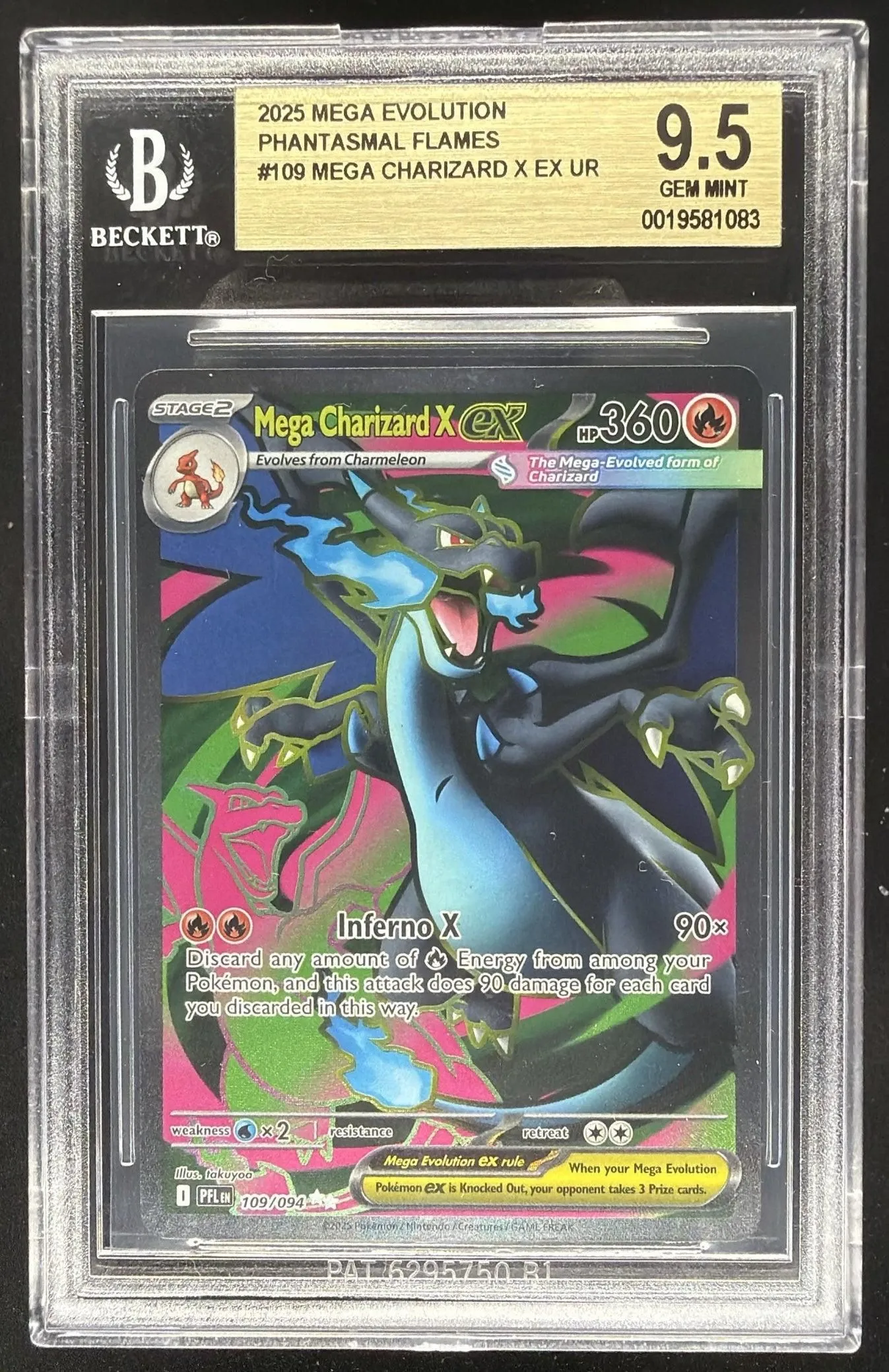 2025 Pokemon Phantasmal Flames Mega Charizard X ex #109/094 Ultra Rare BGS 9.5