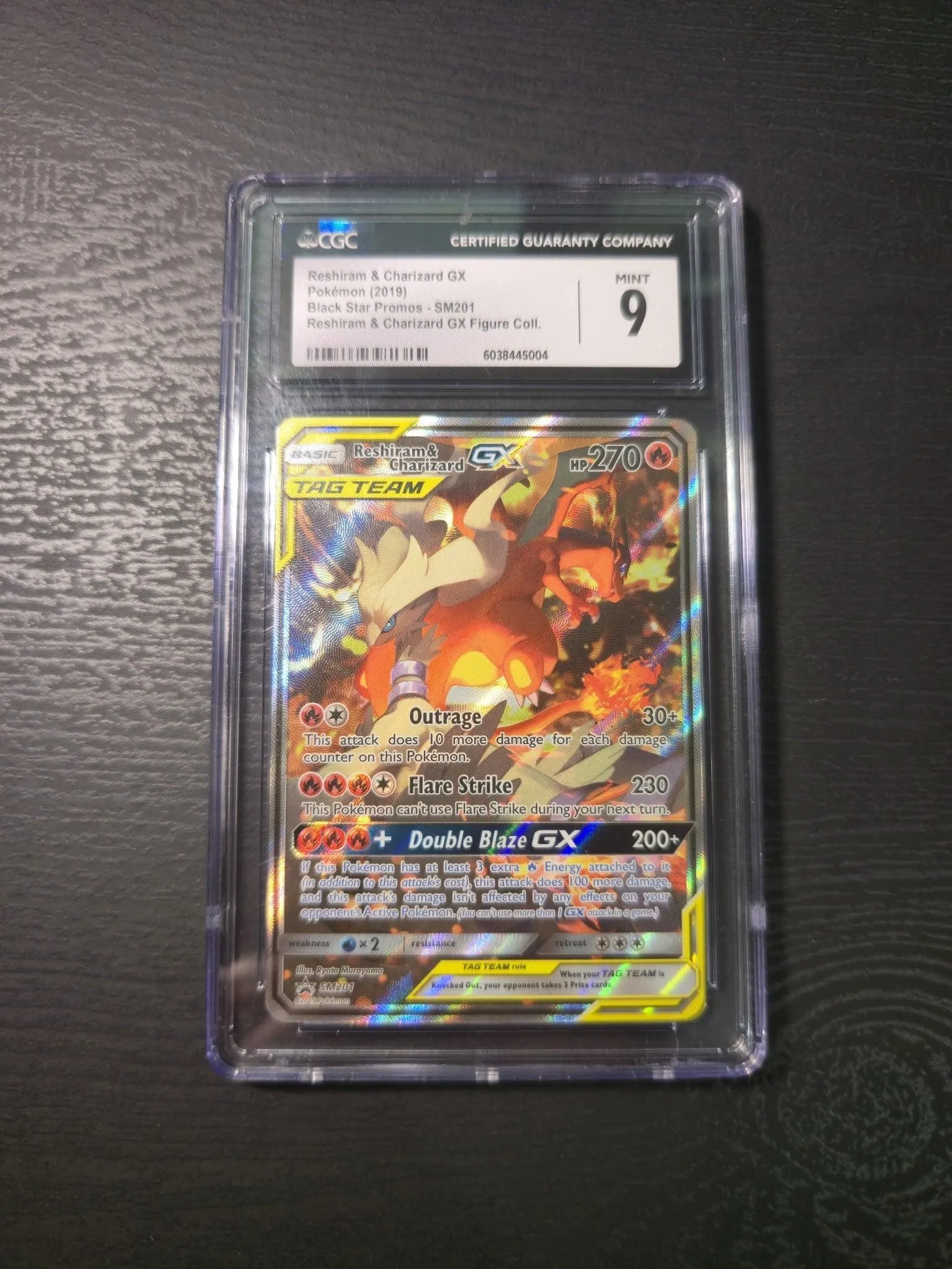 2019 Pokémon Black Star Promo Reshiram & Charizard GX SM201 CGC Mint 9
