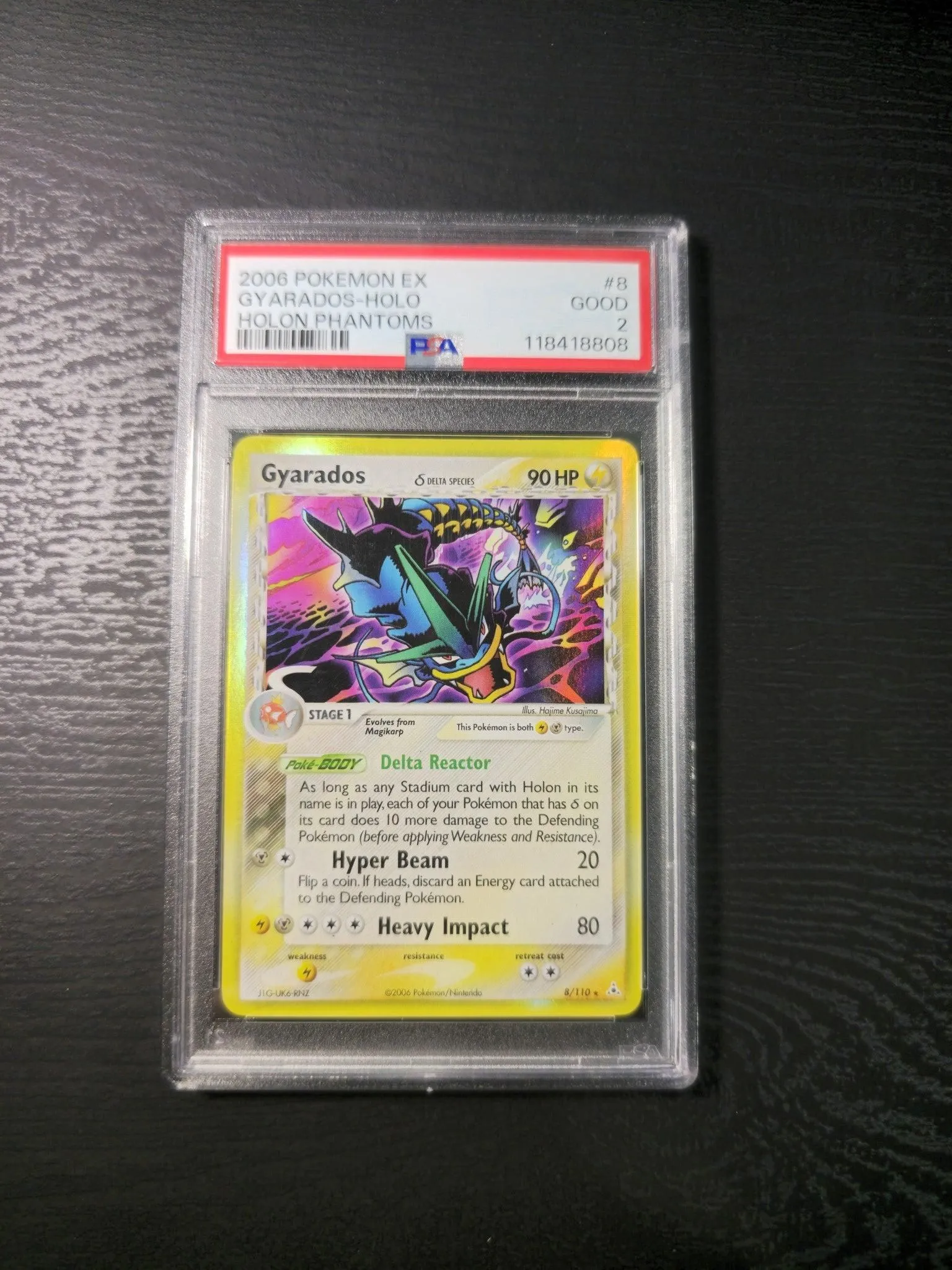 2006 Pokémon EX Holon Phantoms Delta Species Gyarados Holo #8 PSA 2 Good